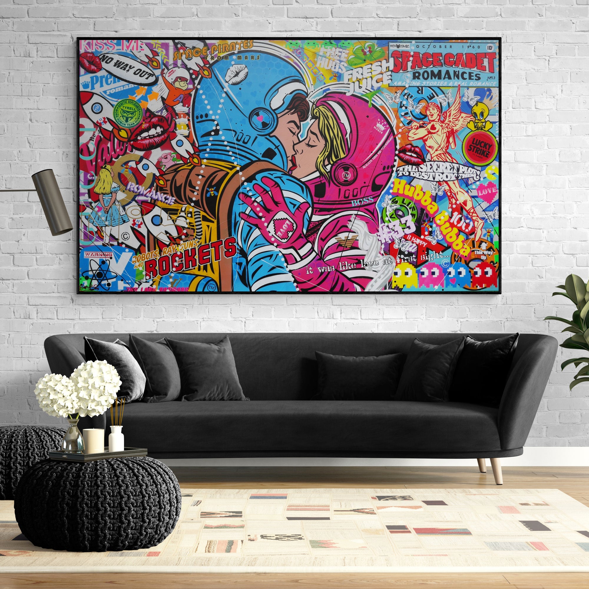 200cm x 120cm Textured Urban Pop Art Canvas Painting - Modern Abstract Wall Decor for Living Room, Bedroom & Office | Cadets Romance Inspired Artwork