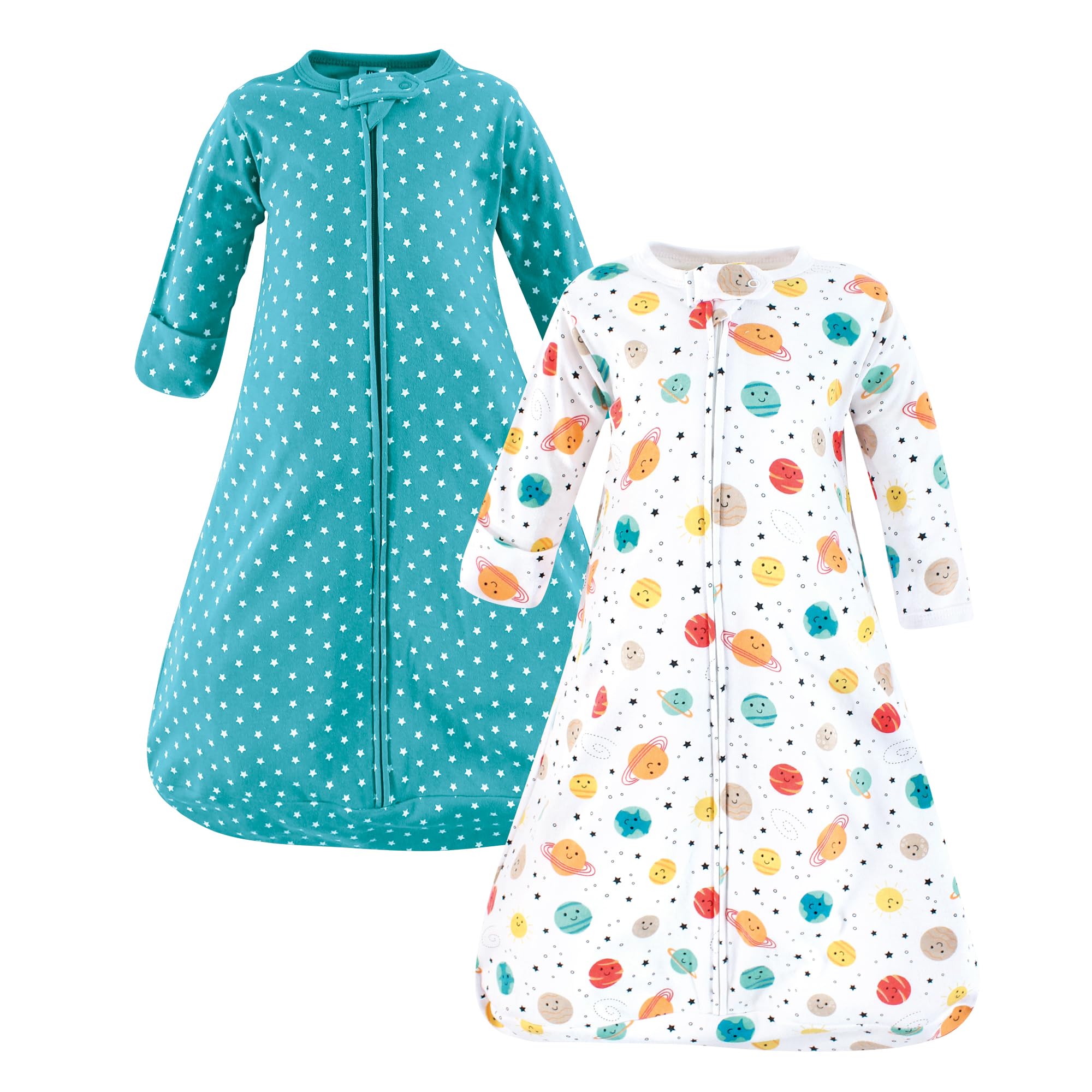 Hudson Baby Unisex Cotton Long-Sleeve Wearable Sleeping Bag Sack Blanket - Happy Planets Print - 18-24 Months - Cozy Sleepwear for Infants & Toddlers - Perfect for Nursery, Daycare & Travel