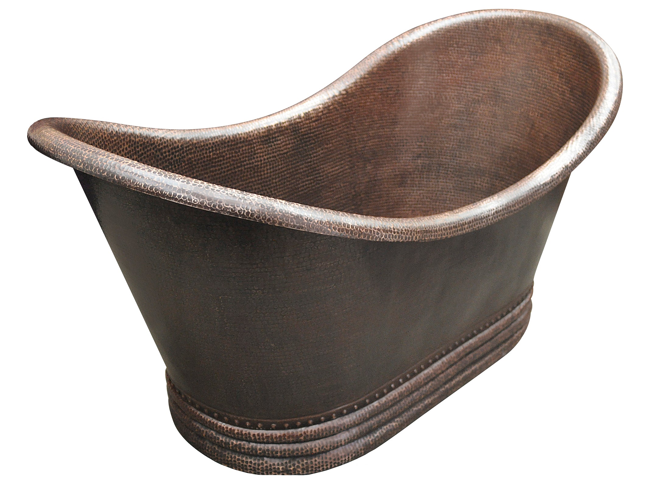 Premium Double Slipper Hammered Copper Bathtub - Handcrafted Freestanding Soaking Tub for Luxury Bathroom & Spa Relaxation