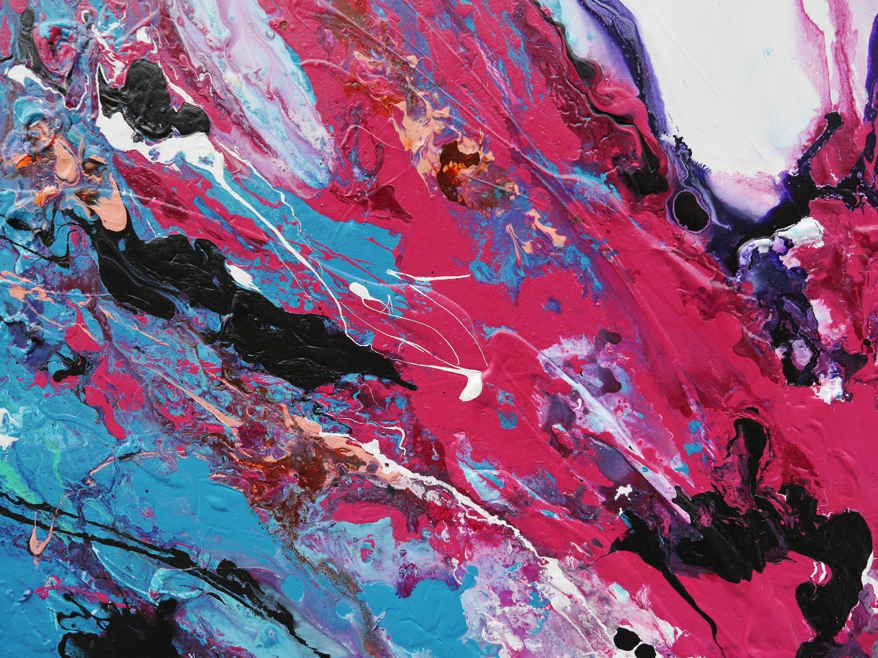 Bloom 240cm x 120cm Blue Pink Textured Abstract Canvas Art - Modern Wall Decor for Living Room, Bedroom & Office