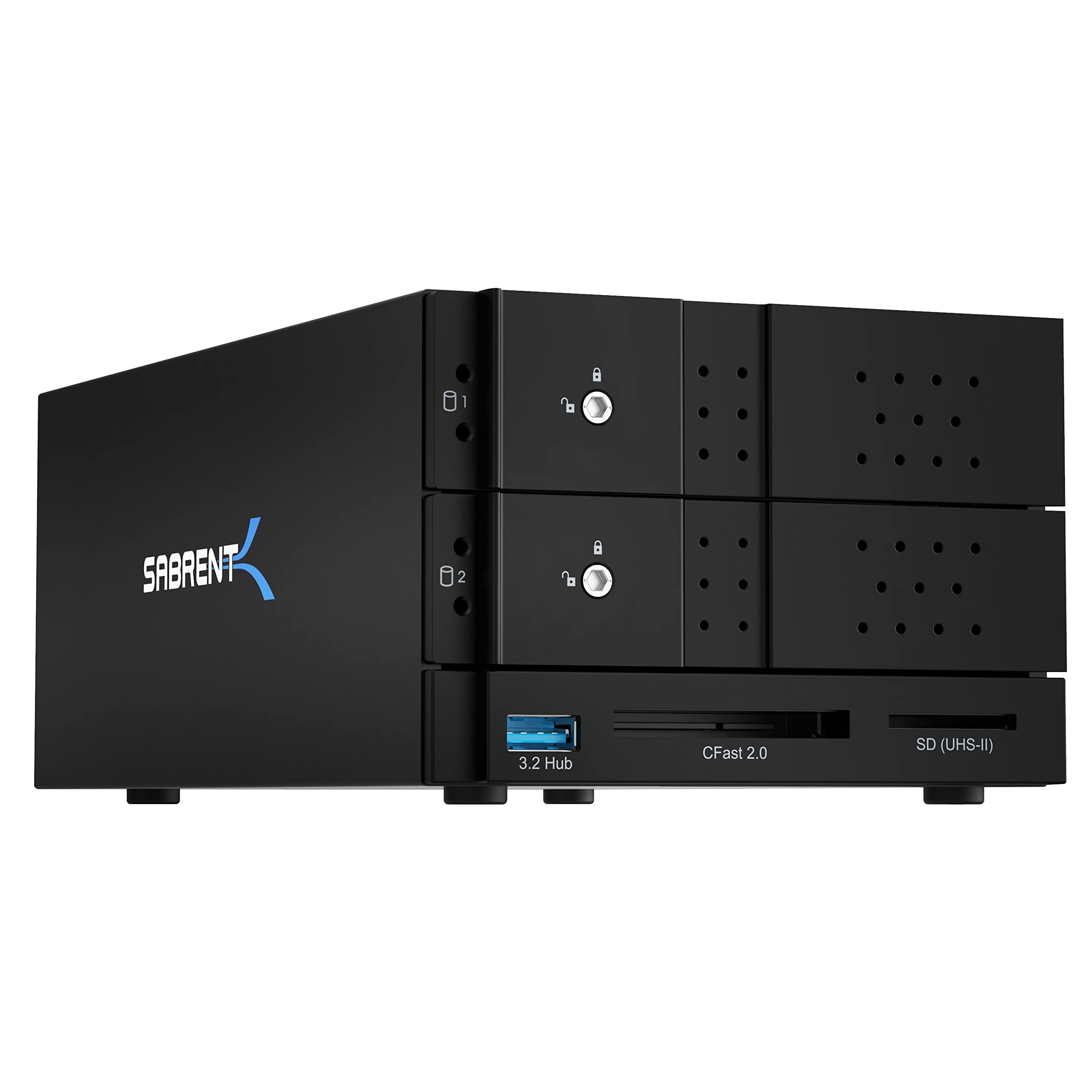 SABRENT USB Type C to Dual 3.5” SATA and RAID Docking Station with CFast/SD Card Readers & USB 3.0 Port (DS-2BCR) - External Hard Drive Enclosure for Data Transfer, Backup, and Storage Expansion