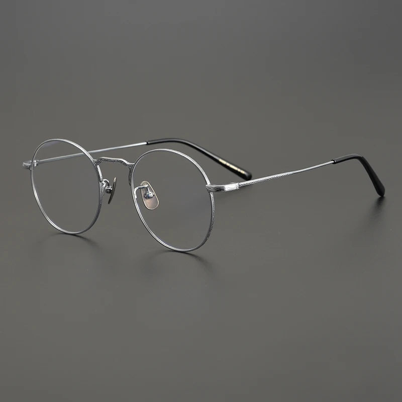 Aimee Unisex Full Rim Round Titanium Eyeglasses Frame 1282 - Lightweight Durable Glasses for Men & Women - Perfect for Reading, Work, and Everyday Wear
