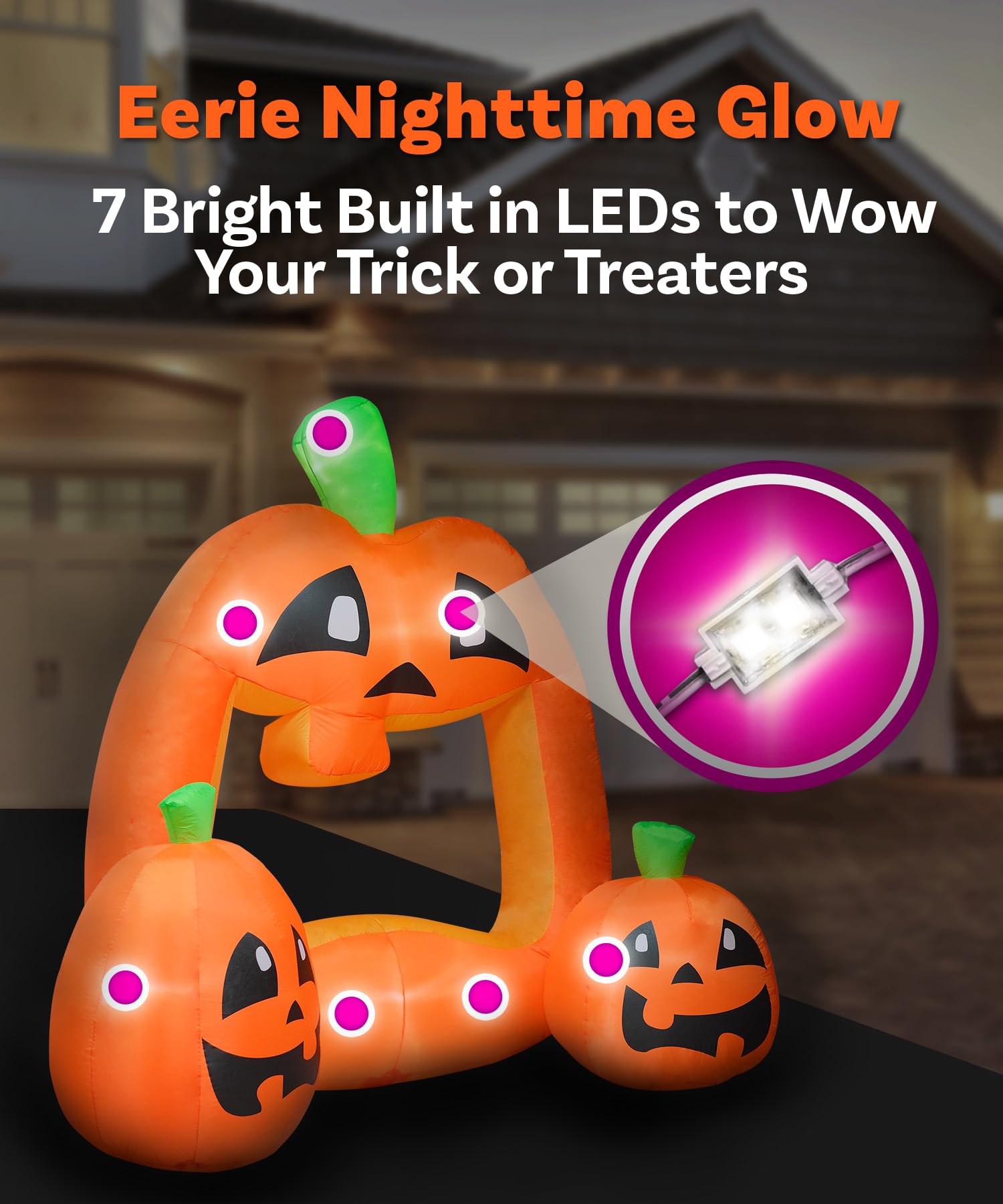 **7ft Halloween Inflatable Pumpkin Photo Booth – LED Outdoor Yard Decor for Halloween Parties, Trick or Treat, and Spooky Backyard Displays**