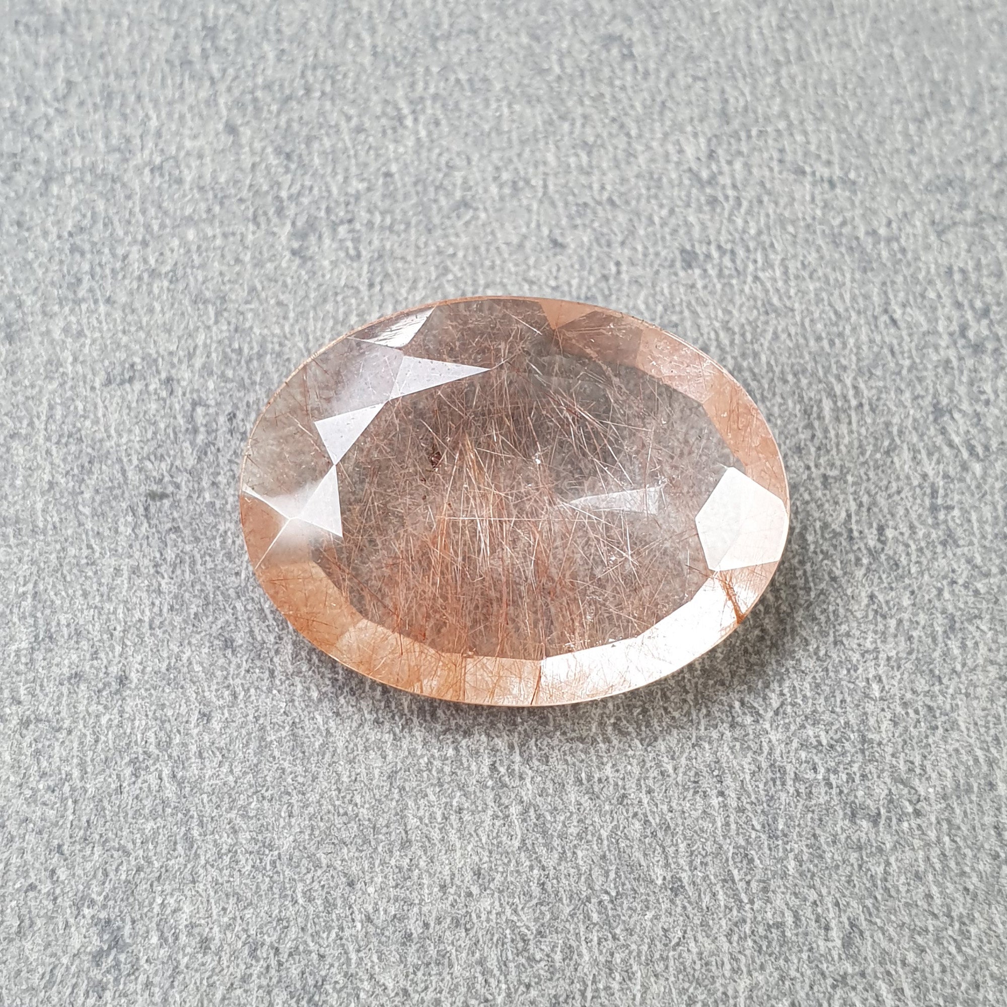 Natural Brown Rutile Quartz Gemstone - 18.60cts Untreated Oval Cut (23x18mm) | Unheated Genuine Rutile Quartz for Jewelry Making, Healing Crystals & Mineral Collections (Includes Video)