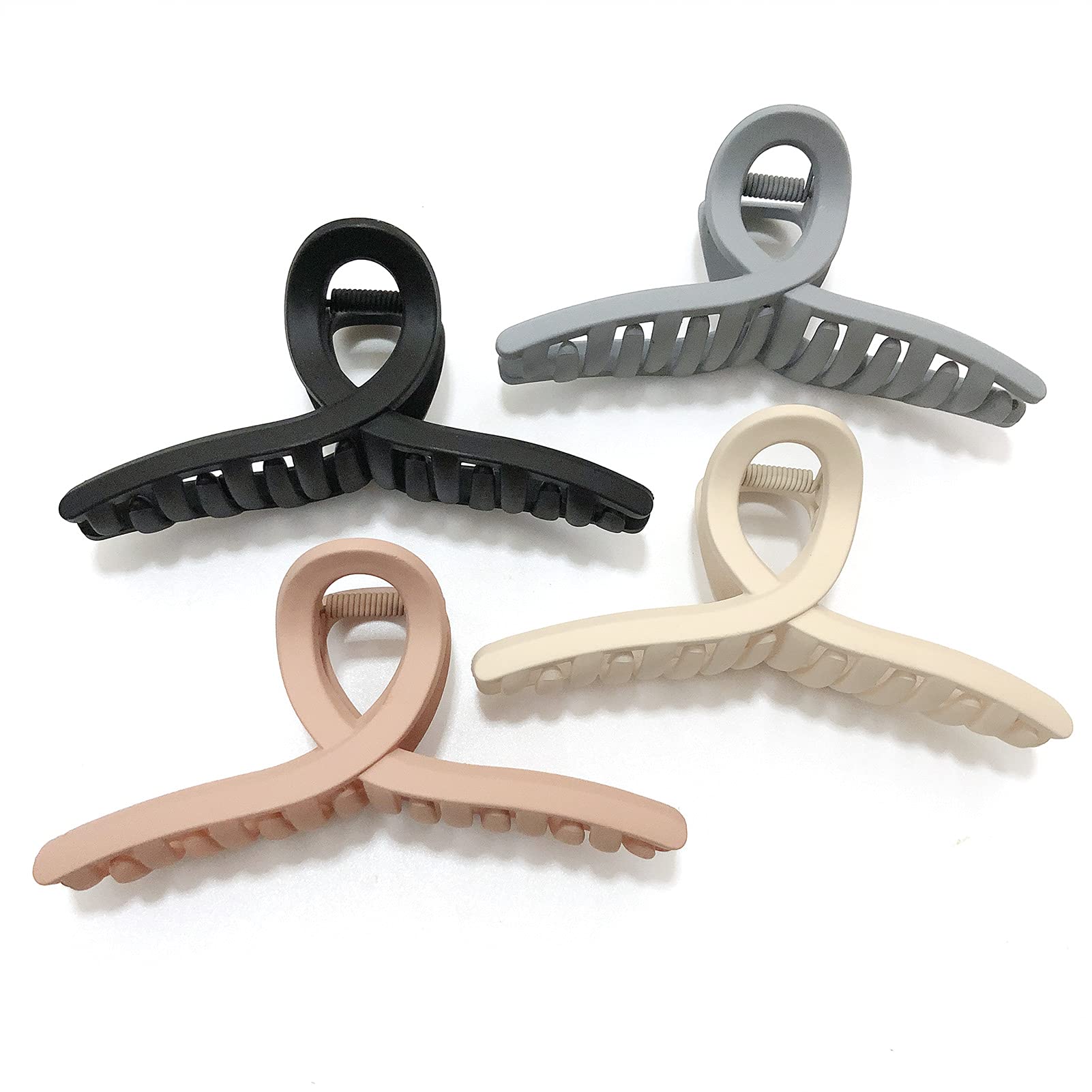 4.3 Inch Non-Slip Matte Hair Claw Clips for Women - Strong Hold Butterfly Jaw Clips for Thin, Fine or Thick Hair (4 Pack) - Perfect for Updos, Ponytails & Everyday Hairstyles
