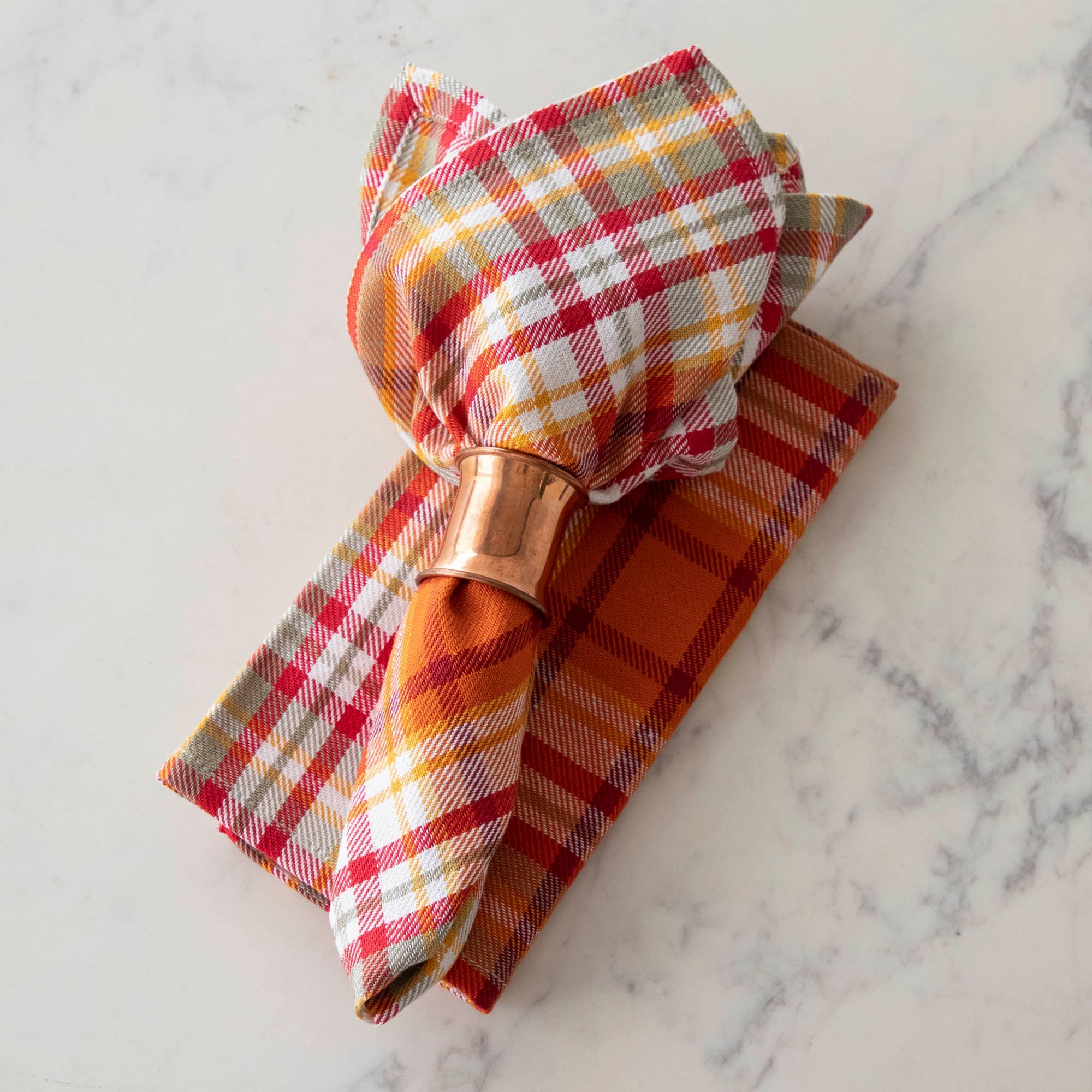 Autumn Plaid Napkins - 12 Pack Premium Cotton Table Napkins for Fall Dinner Parties, Thanksgiving, and Seasonal Home Decor