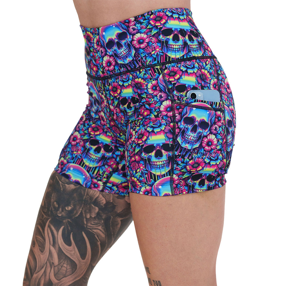 Acid Skull Print Shorts for Men & Women - Trendy Streetwear & Summer Fashion | Perfect for Casual Outfits, Beachwear, and Gym