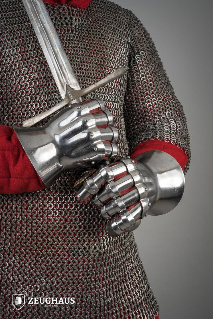 1.6mm Polished Hourglass Gauntlets - Premium Stainless Steel Armor Gloves for Cosplay, LARP & Medieval Reenactment | Perfect for Renaissance Fairs, Theater Performances & Costume Parties
