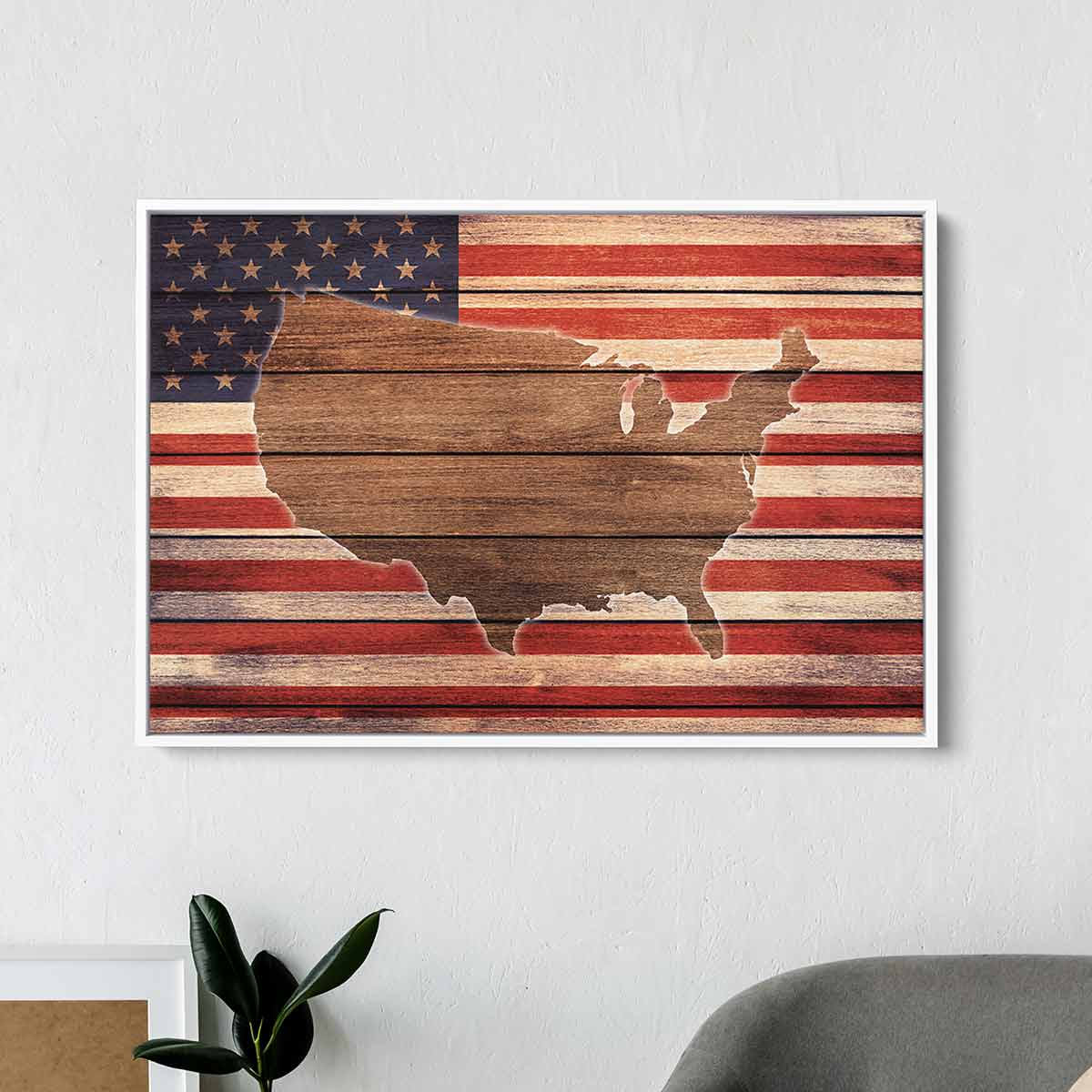 Red US Flag Wall Art Canvas - Patriotic Home Decor for Living Room, Bedroom & Office - 56 Inches Wide