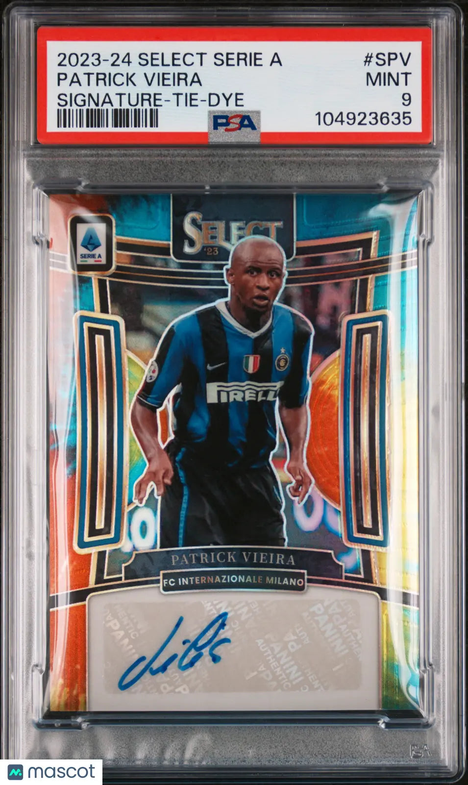 2023-24 Panini Select Serie A Patrick Vieira Tie Dye Prizm Auto PSA 9 1/15 - Rare Soccer Trading Card for Collectors & Sports Memorabilia Fans - Perfect for Display, Investment & Gifting