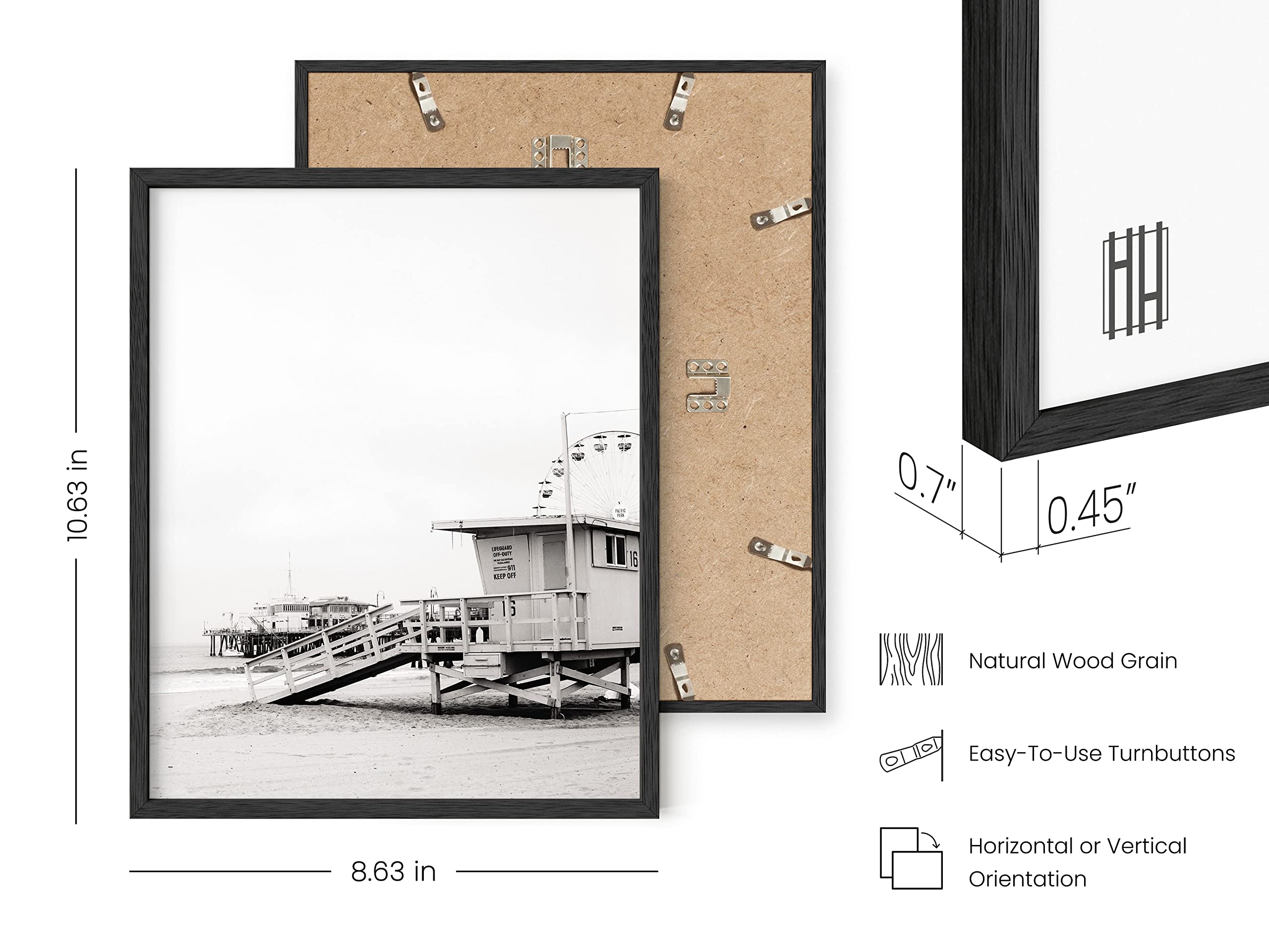 HAUS AND HUES Black and White Beach Wall Art - Framed Ocean Poster (8x10) for Coastal Home Decor | Perfect for Living Room, Bedroom & Beach House Aesthetic