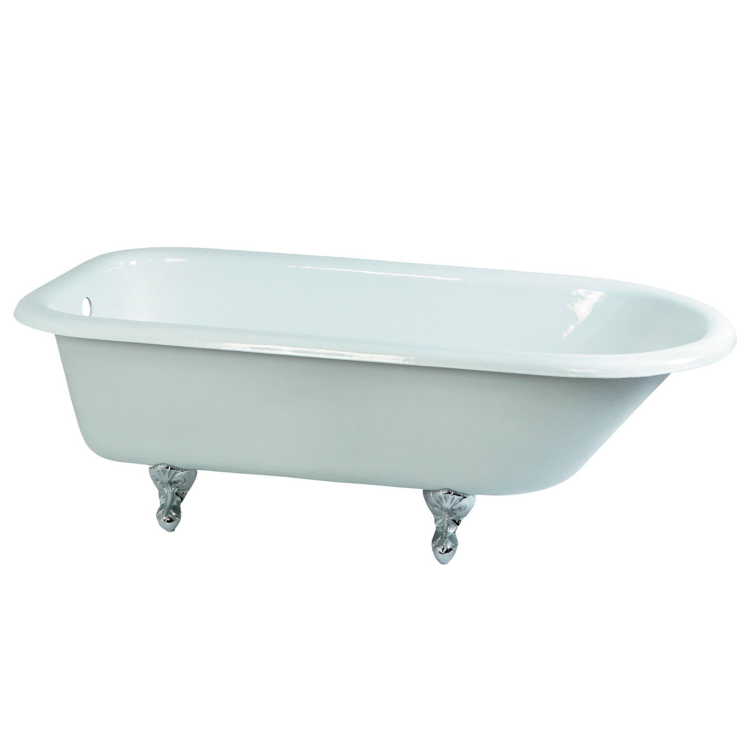 Aqua Eden 67 Inch Clawfoot Bathtub - Cast Iron Oval Roll Top Tub, White & Polished Chrome Finish (No Faucet Drillings) | Vintage Freestanding Soaking Tub for Bathroom Remodel & Spa Relaxation