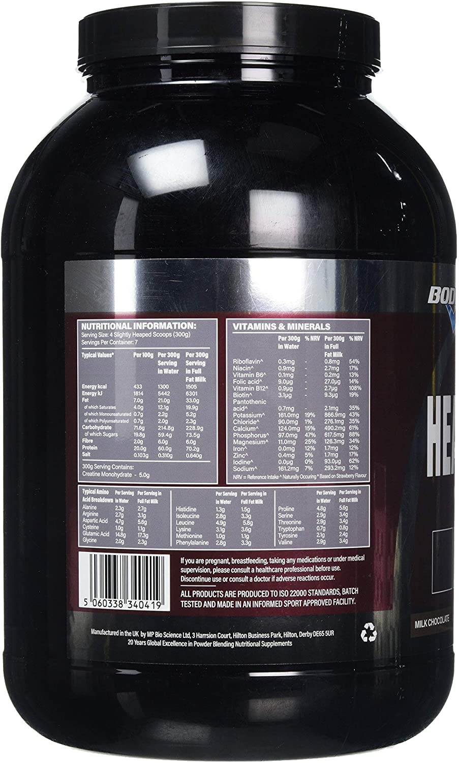Boditronics Mass Attack Heavyweight 2kg Weight Gain Supplement for Bodybuilding & Muscle Growth - Perfect for Post-Workout Recovery & Strength Training