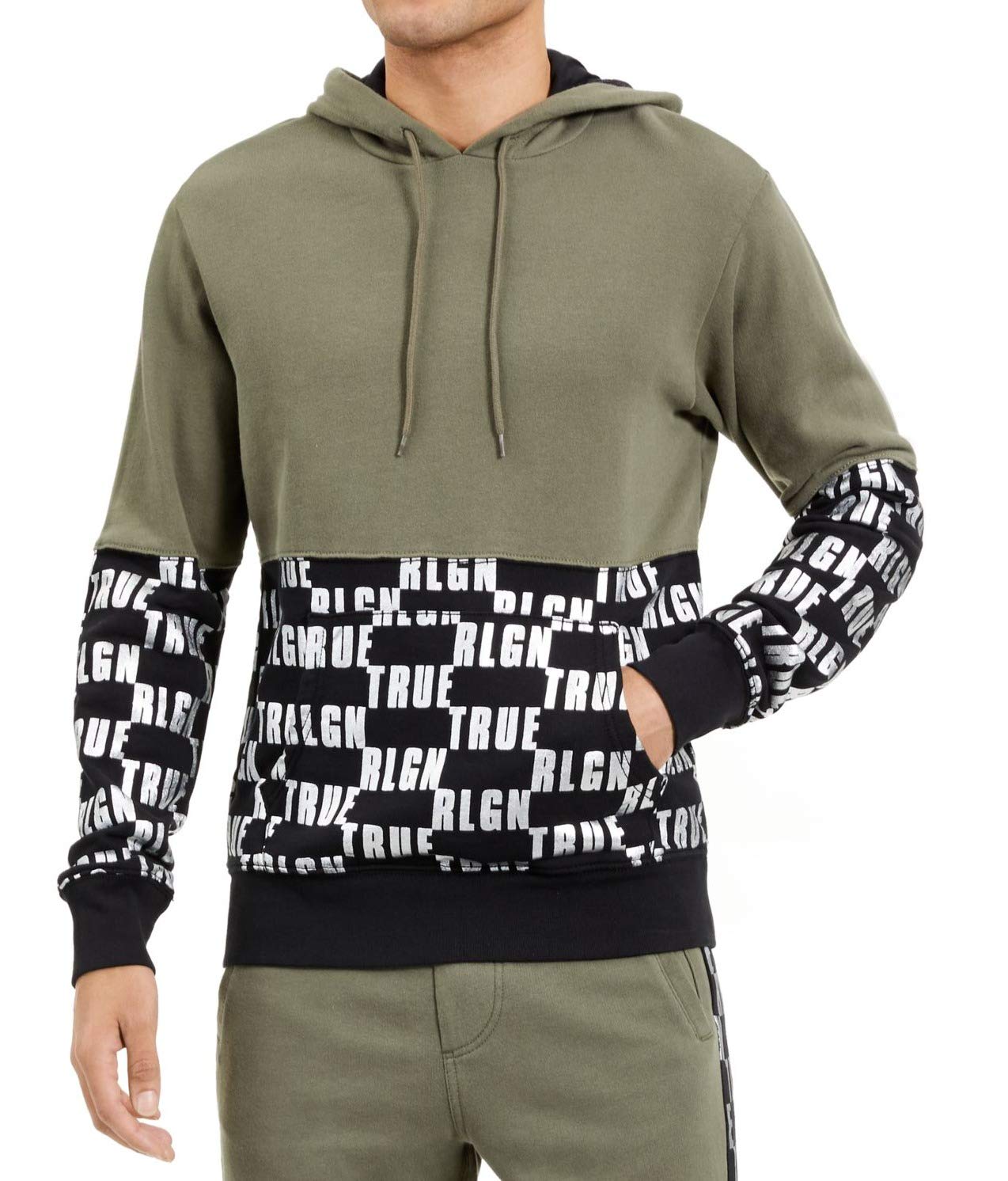 True Religion Men's Monogram Pullover Hoodie - Stylish Cotton Blend Sweatshirt for Casual Wear & Street Fashion | Perfect for Everyday Outfits, Gym, and Lounge