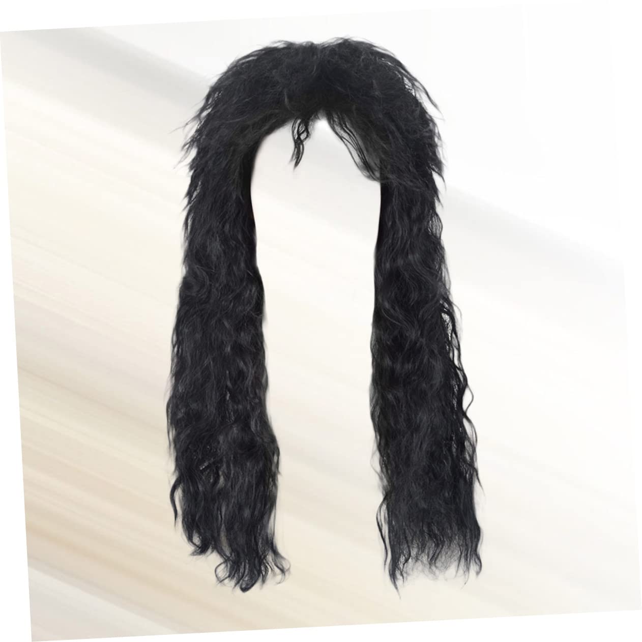 **Mikinona Heat Resistant Curly Hair Male Wig - 80s Retro Punk Style Long Fluffy Black Wig for Cosplay, Halloween, and Themed Parties**