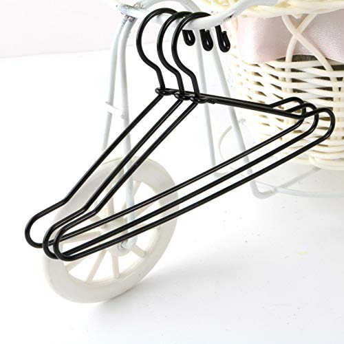 JANOU 10pcs Miniature Dollhouse Clothes Hangers - Small Wire Clothing Rack for Doll Accessories (Black) | Perfect for DIY Dollhouse Decor, Barbie Closet Organizer & Mini Fashion Display