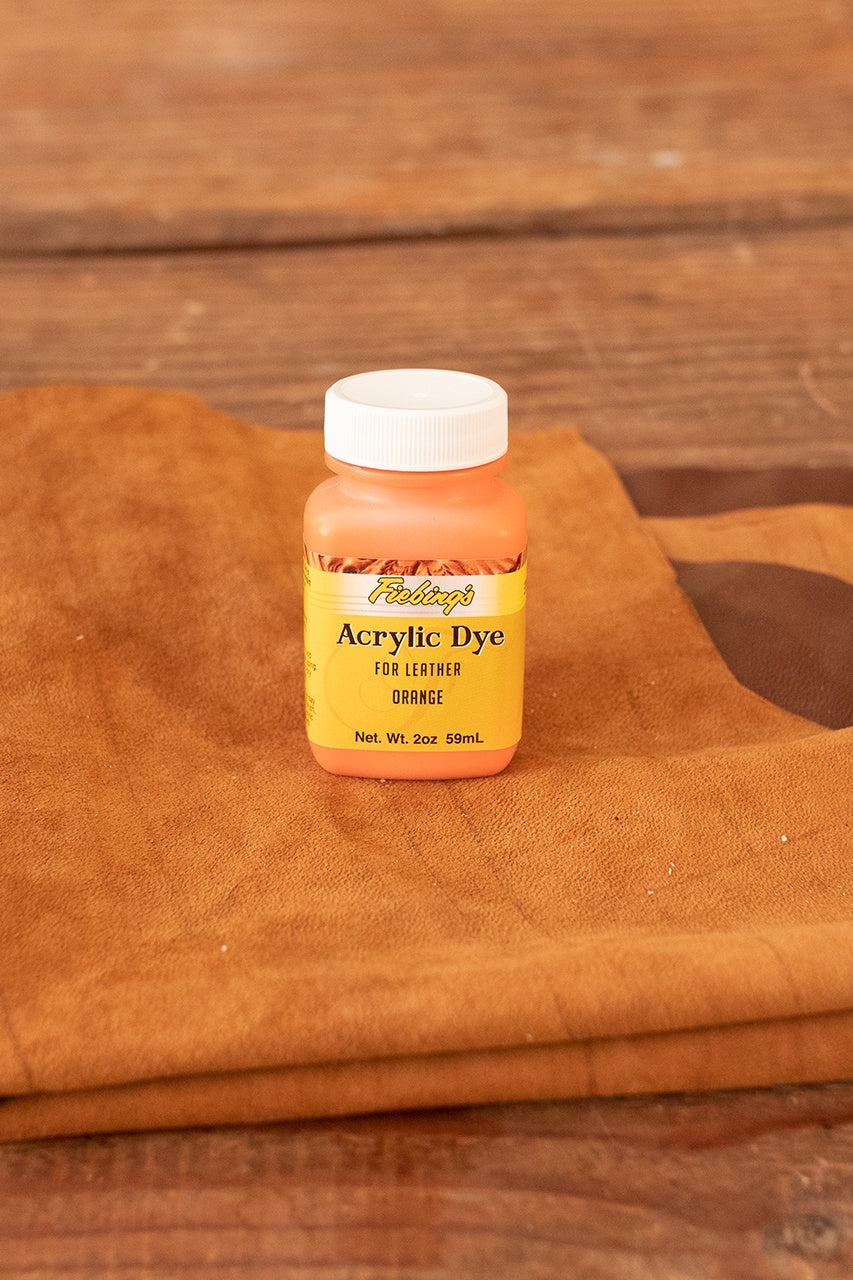 Fiebing's Acrylic Dye - 2 oz (59ml) Orange Leather Dye for Shoes, Bags & Accessories - Vibrant Color Fast-Drying Formula for DIY Crafts & Leather Repair