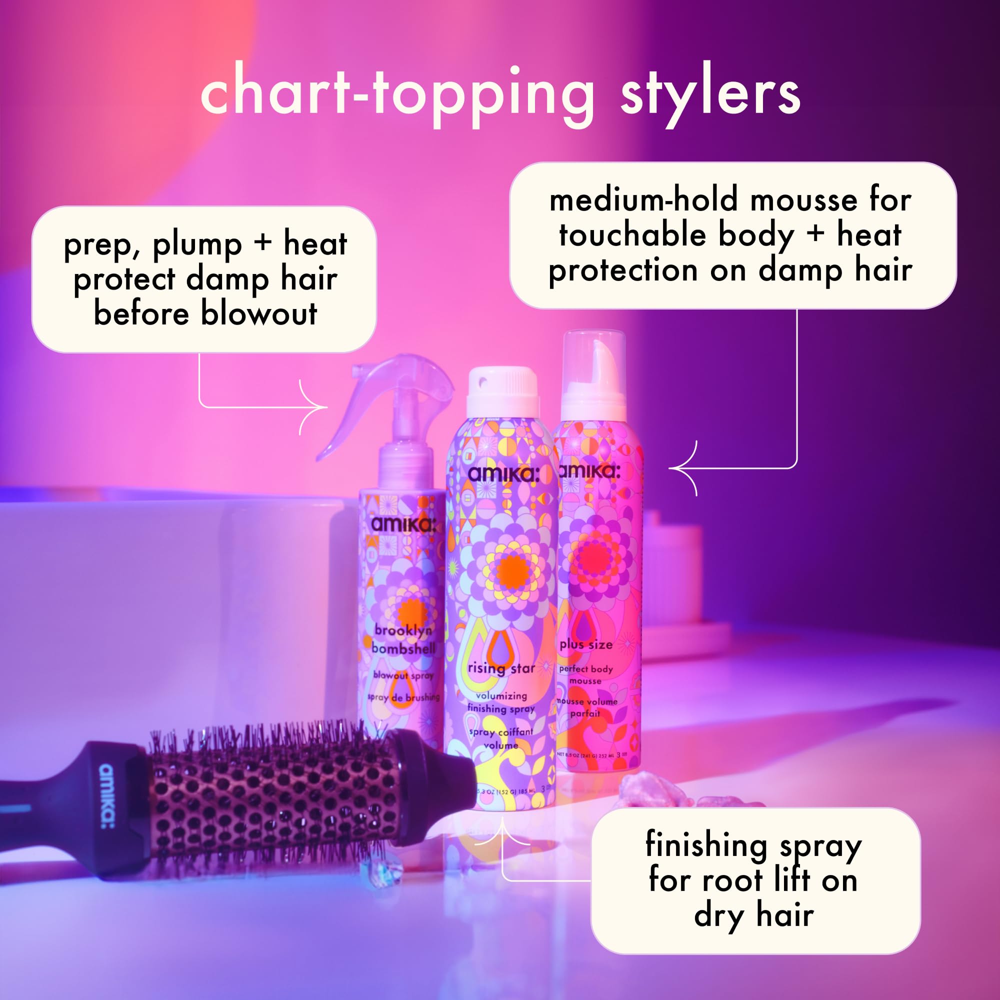 Amika Rising Star Volumizing Finishing Hair Spray for Fine & Flat Hair - Lightweight Hold & Shine for Everyday Styling & Special Occasions