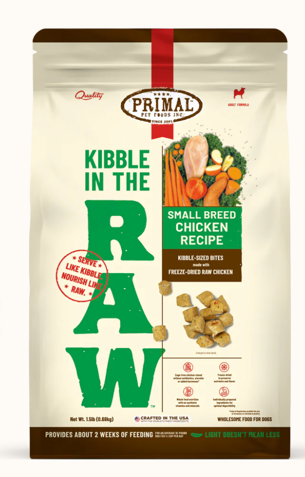 Primal Kibble In the Raw Small Breed Chicken Dog Food - High Protein Grain-Free Dry Food for Small Dogs - Perfect for Active Pets & Indoor Dogs