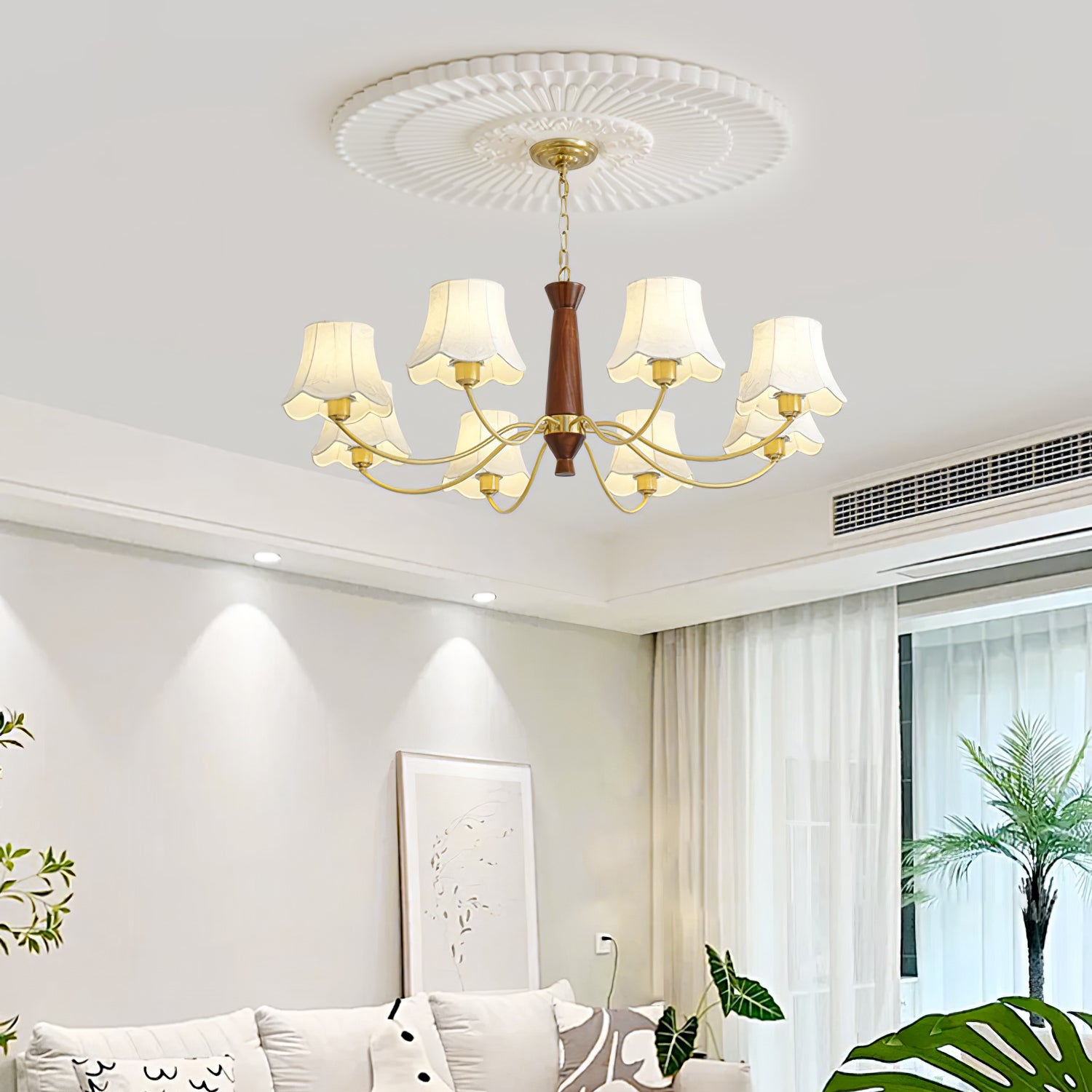 Elegant Alyssa Fabric Chandelier - Modern Ceiling Light Fixture for Dining Room, Bedroom & Living Room Decor | Energy Efficient LED Lighting Solution for Home Interior Design