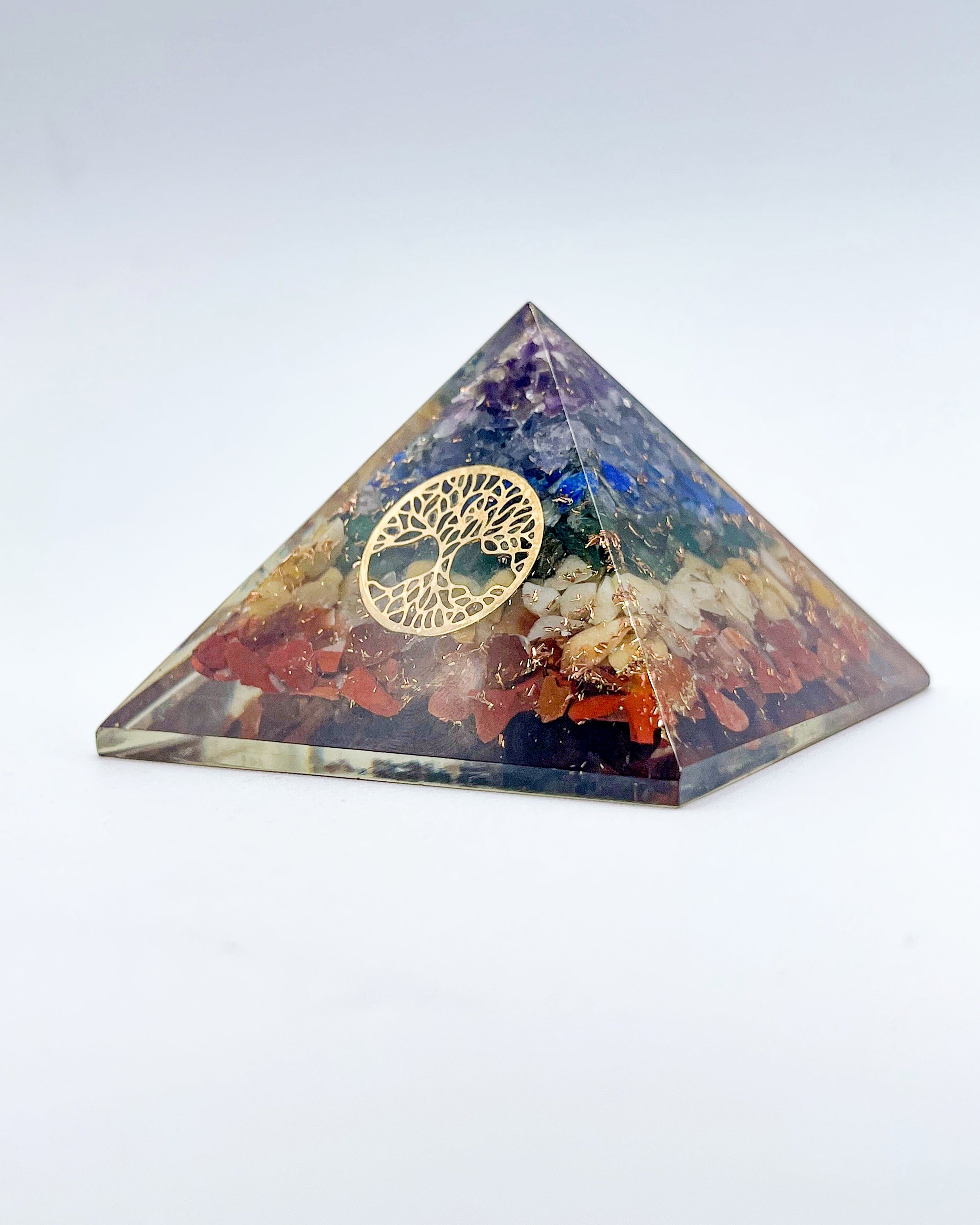 Chakra Healing Orgonite Pyramid for Energy Balance & Protection – Perfect for Meditation, Home Decor, and Spiritual Wellness