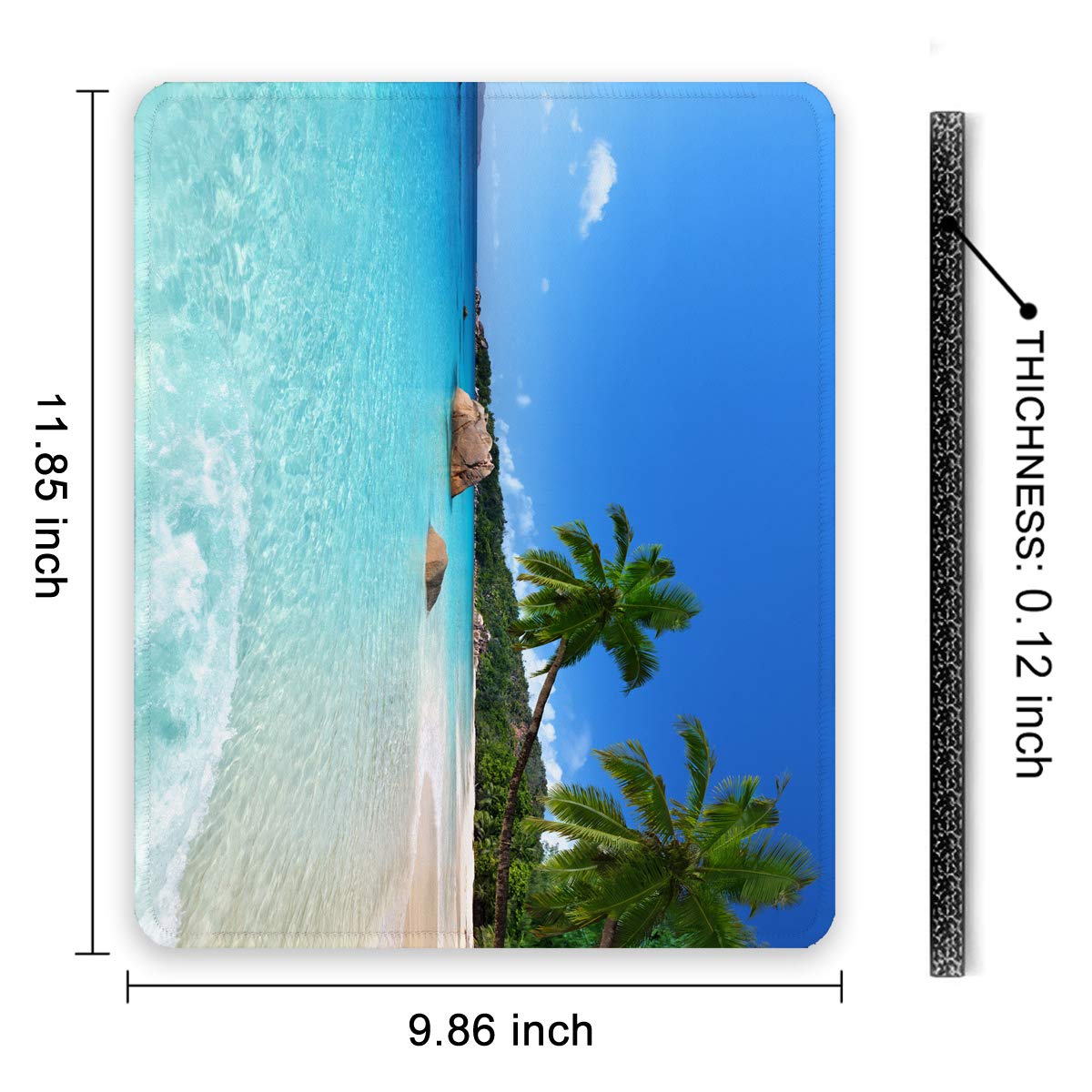 Premium Non-Slip Mouse Pad 12x10 Inch - Thick Rubber Gaming Mouse Mat with Stitched Edges, Waterproof & Textured Surface for Office, Work, Computer - Cute Beach Coconut Tree Design - Perfect for Gaming, Home Office & Workspace