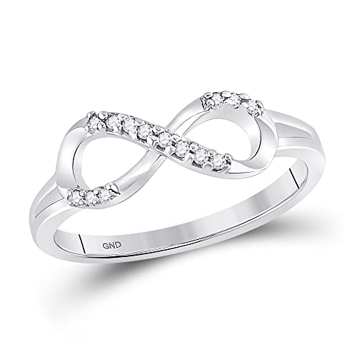 10K White Gold Women's Round Diamond Infinity Fashion Ring - 1/12 CTTW - Perfect for Anniversaries, Engagements & Special Occasions