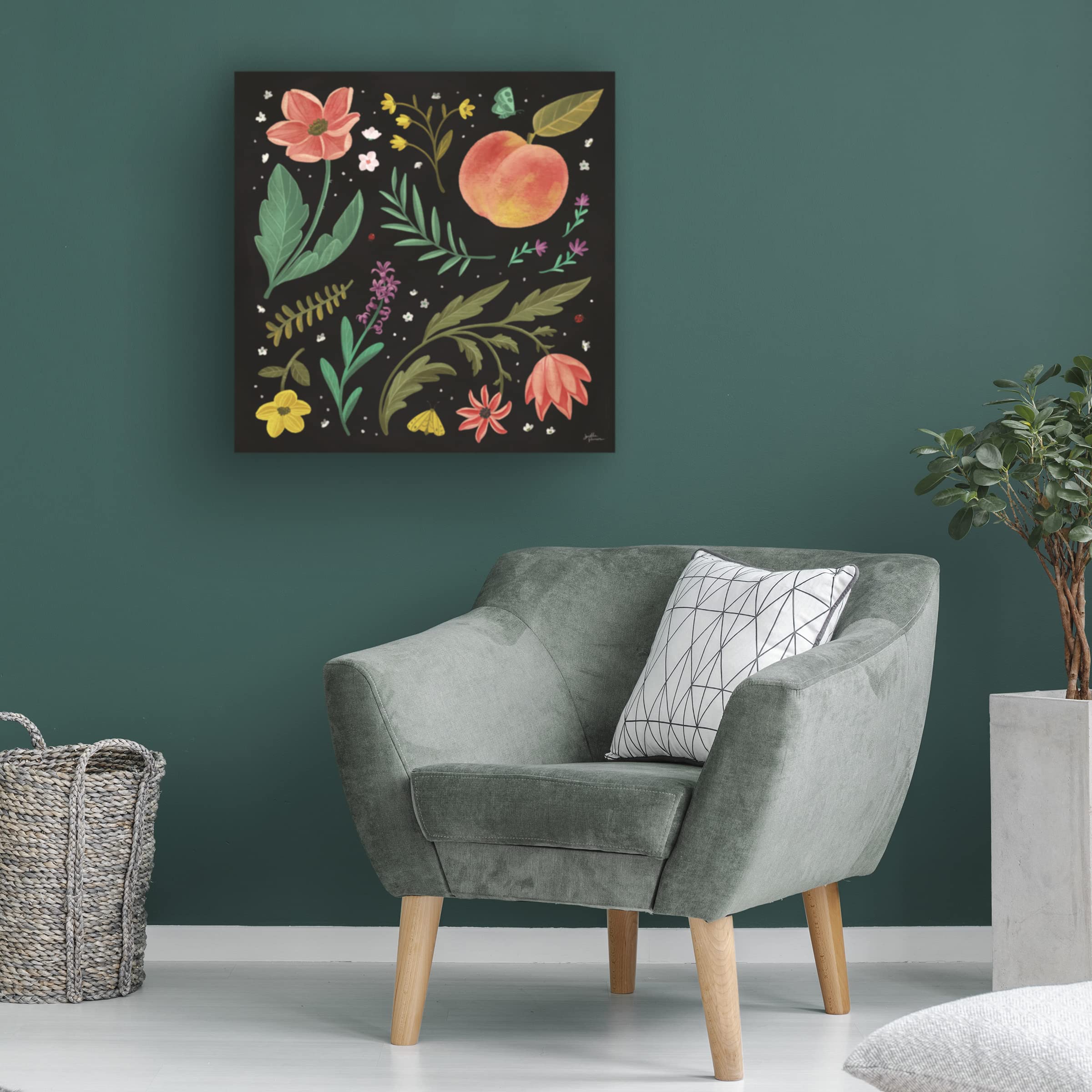 Janelle Penner Spring Botanical II Black Canvas Wall Art - Modern Floral Home Decor for Living Room, Bedroom & Office - Trademark Fine Art Collection