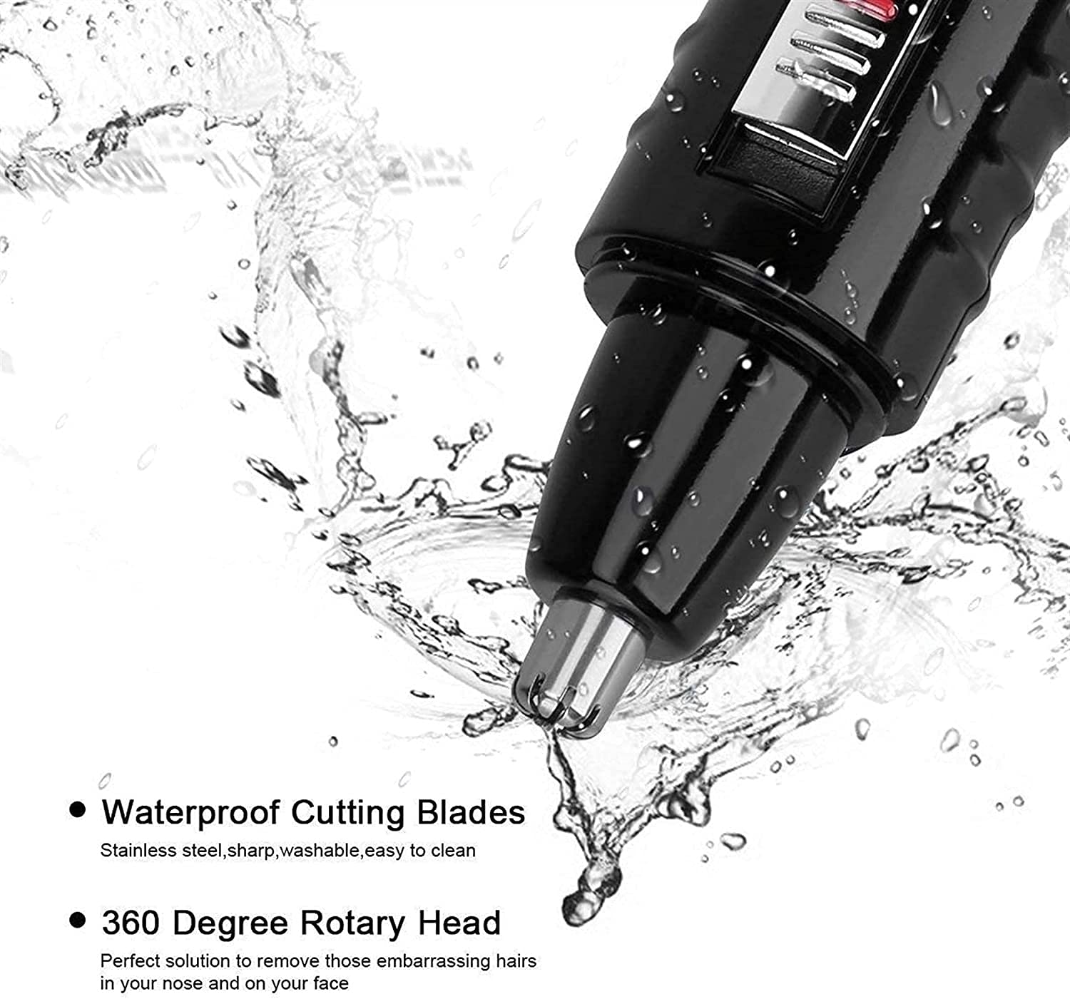 Water Resistant Stainless Steel Nose and Ear Hair Trimmer for Men - Painless Grooming Kit for Travel, Gym & Personal Care