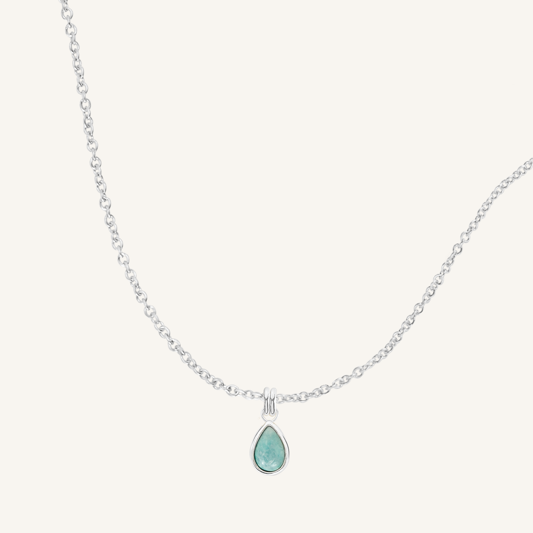 Amazonite Gemstone Charm Necklace for Women - Healing Crystal Jewelry for Positive Energy & Stress Relief - Perfect for Meditation, Yoga & Spiritual Gifts