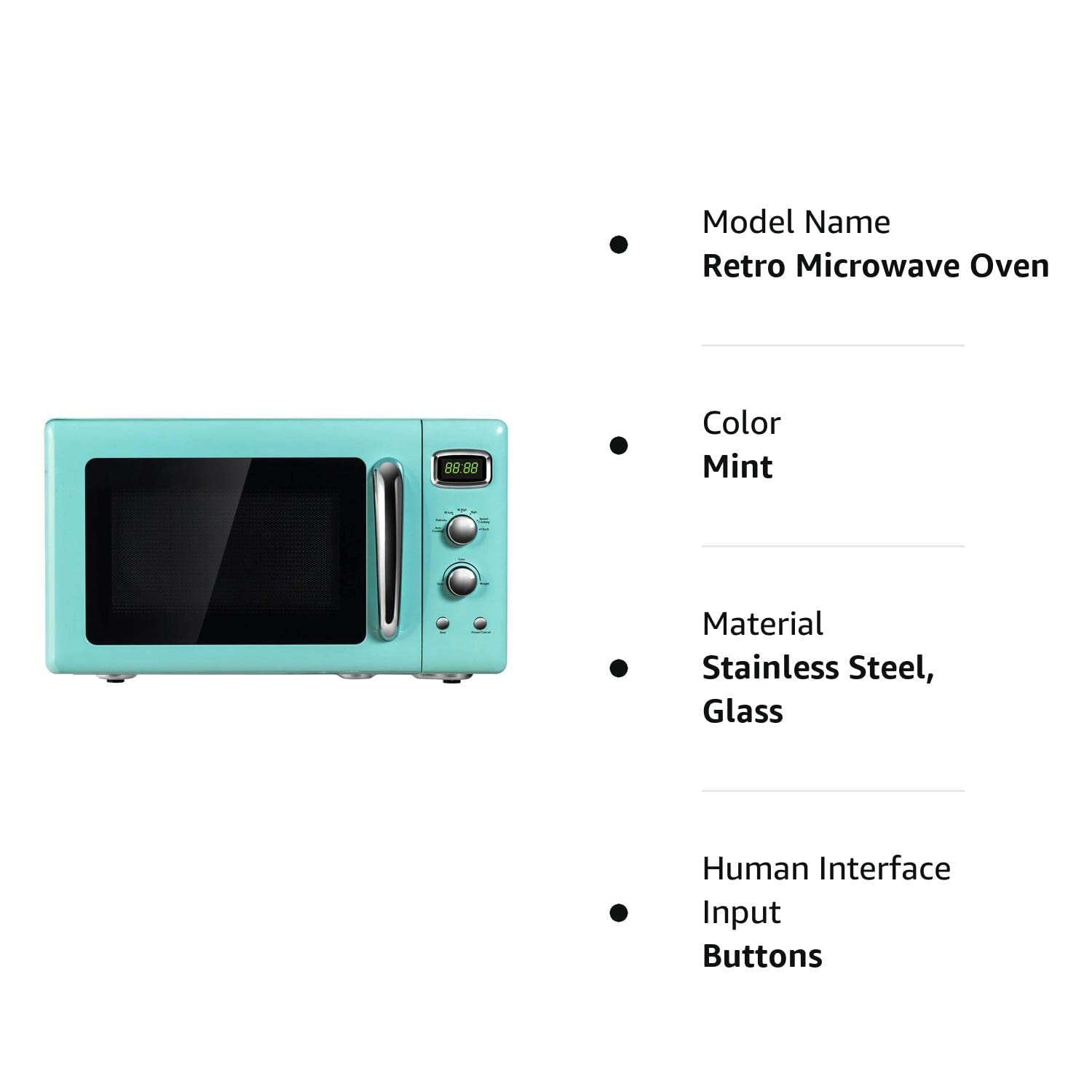 ARLIME Retro Microwave Oven 900W - 0.9 Cu.Ft Compact Countertop Microwave with Defrost, Auto Cook & Child Lock - Stainless Steel Interior, LED Display, Pull Handle - ETL Certified - Perfect for Small Kitchens, Dorms & Offices