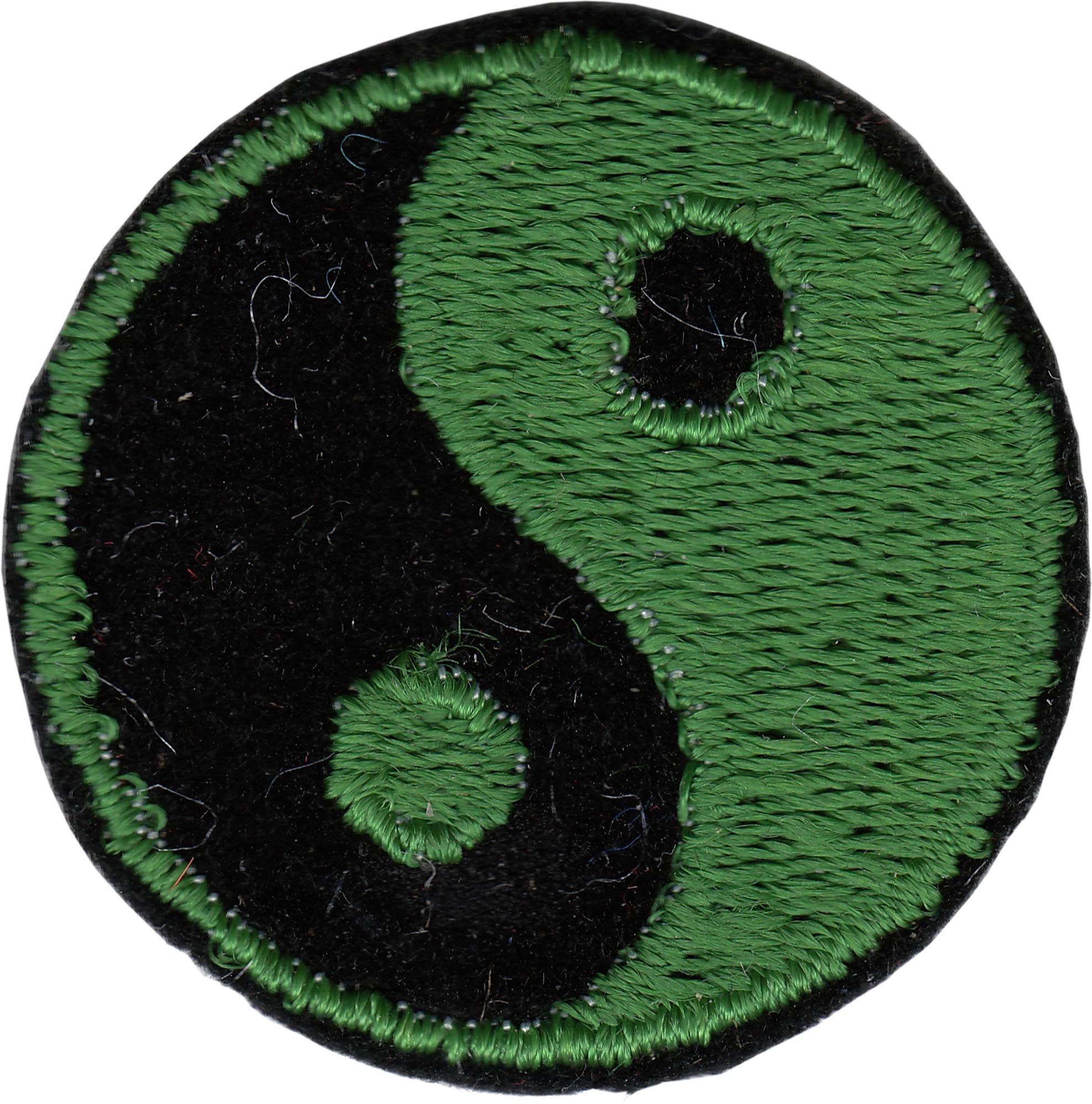 Yin Yang Green and Black Round Embroidered Sew or Iron On Patch - Perfect for DIY Clothing, Bags, Hats & Costume Design