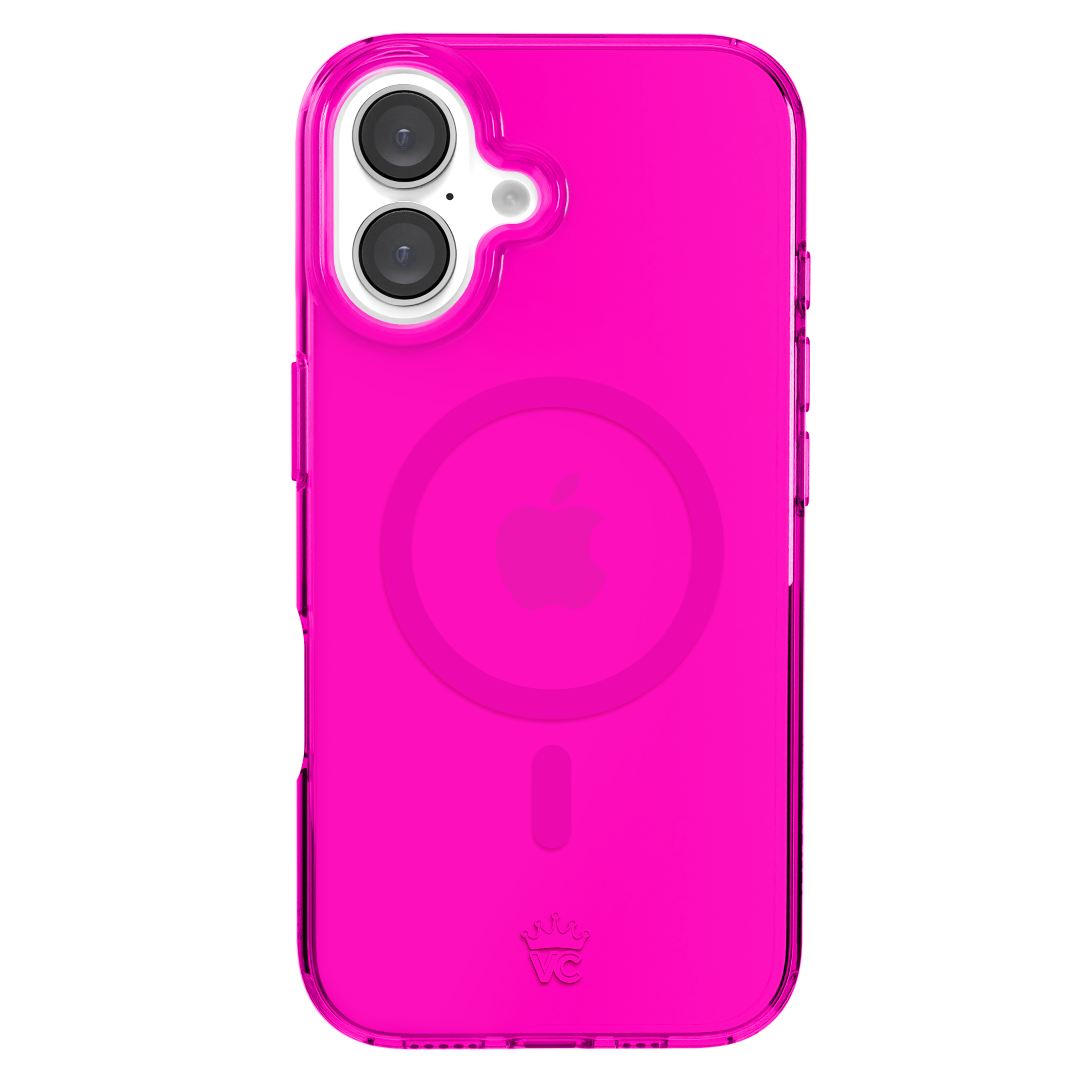 Neon Pink Clear iPhone Case - Shockproof & Scratch-Resistant Protective Cover for iPhone 13/14/15 - Trendy Transparent Design for Everyday Use & Fashion Statement
