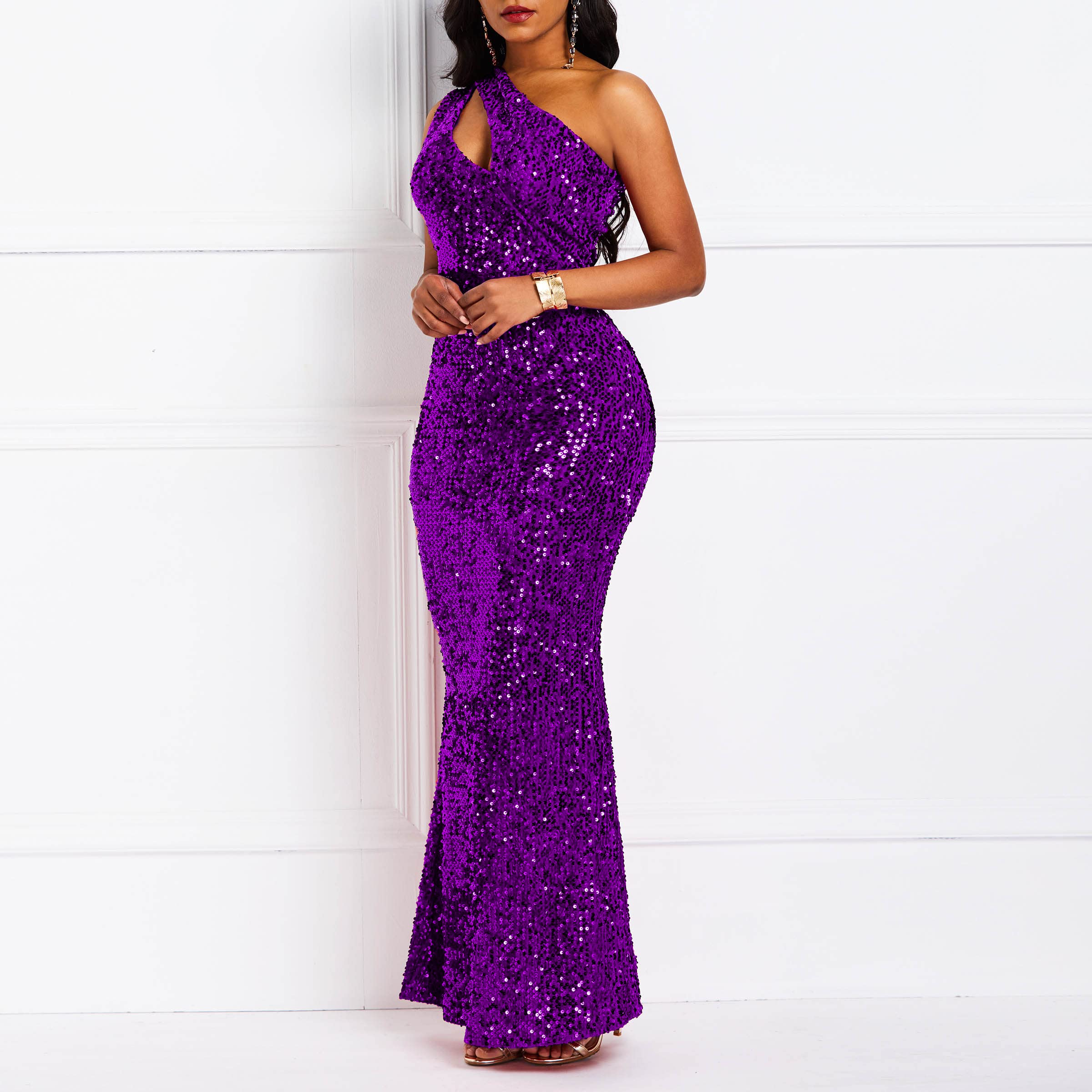 VERWIN Sequin Mermaid Maxi Dress for Women - Sleeveless V-Neck Bodycon Party Gown - Perfect for Evening Events, Prom, Cocktail Parties & Special Occasions