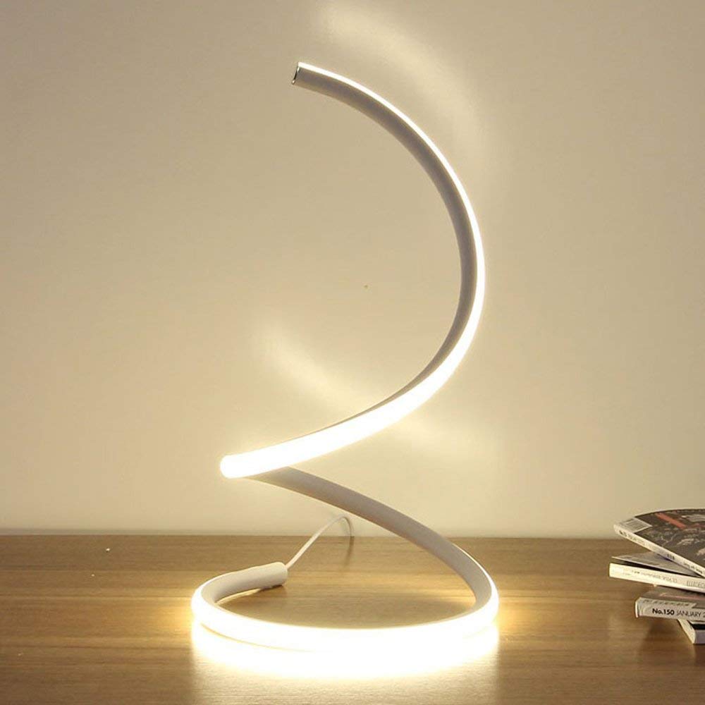 Modern Spiral LED Table Lamp - 40W Warm Light Acrylic Desk Lamp for Bedroom, Living Room & Office | Eye-Caring Study Light with Minimalist Space-Saving Design | Perfect for Night Reading, Home Decor and Workspace Lighting