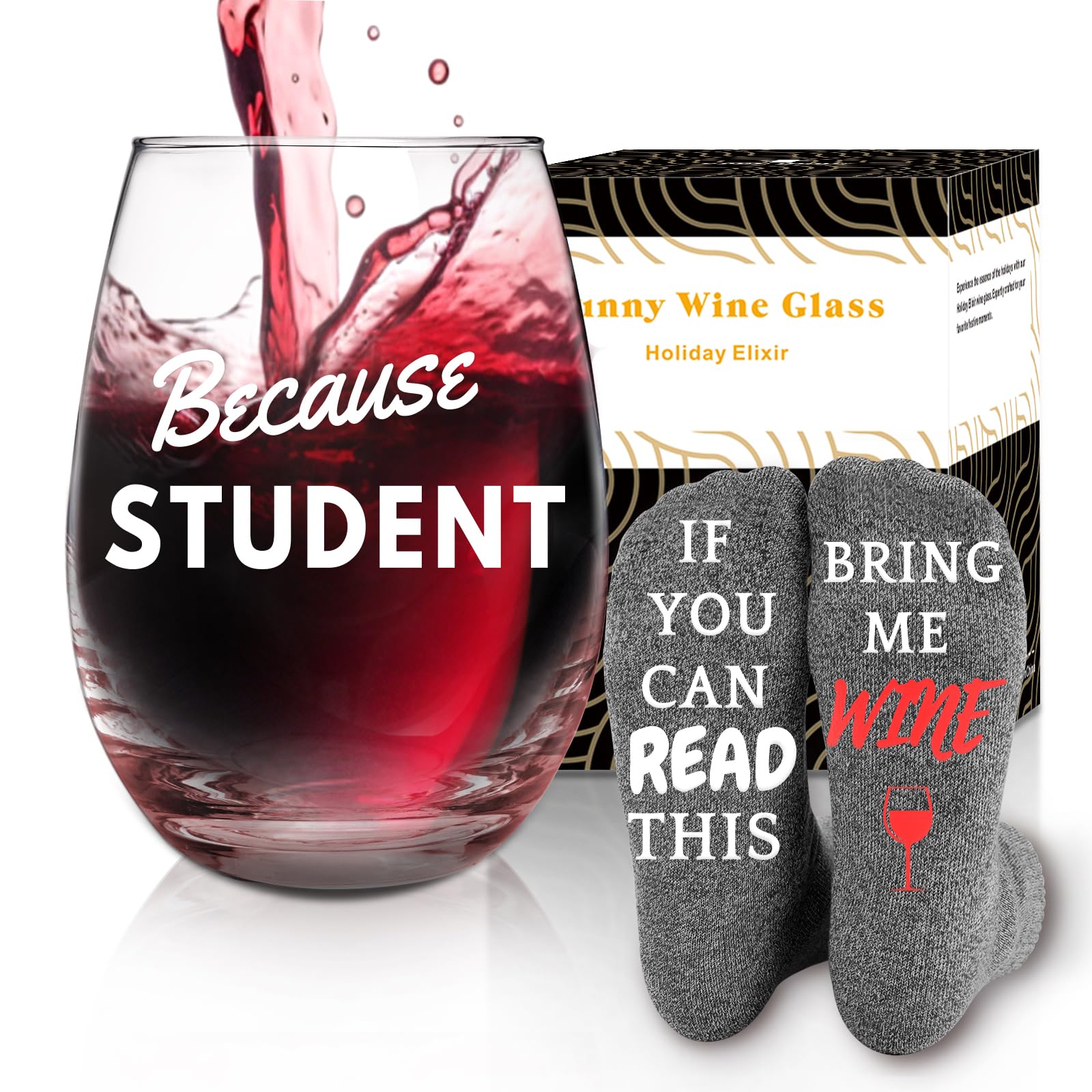 CNVOILA Funny Stemless Wine Glass - Perfect Teacher Appreciation Gift, Graduation Present, White Elephant Gift & Thanksgiving Gift for Women - Great for Parties, Classrooms & Celebrations