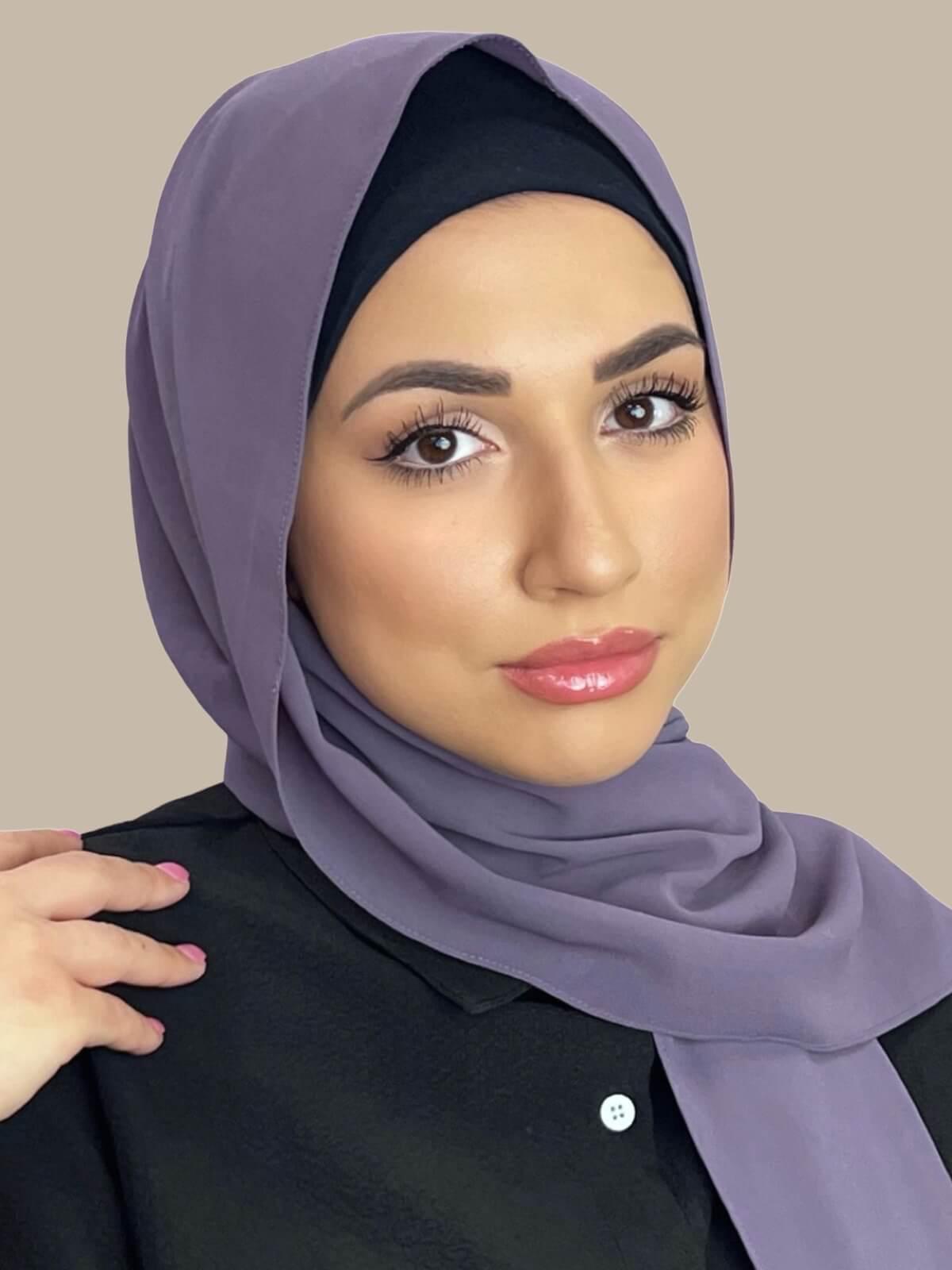 Elegant Classic Chiffon Hijab Scarf - Soft Old Lavender Muslim Headscarf for Women - Perfect for Daily Wear, Prayer & Special Occasions
