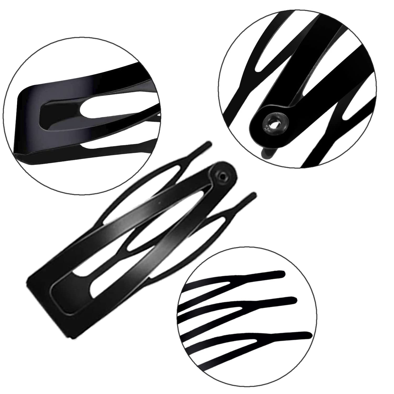 30/60/80 Pack Black 2 Inch Metal Snap Hair Clips for Women & Girls - No Slip Hair Barrettes - Hair Accessories for School, Work, Party & Everyday Use (Black 10PCS)