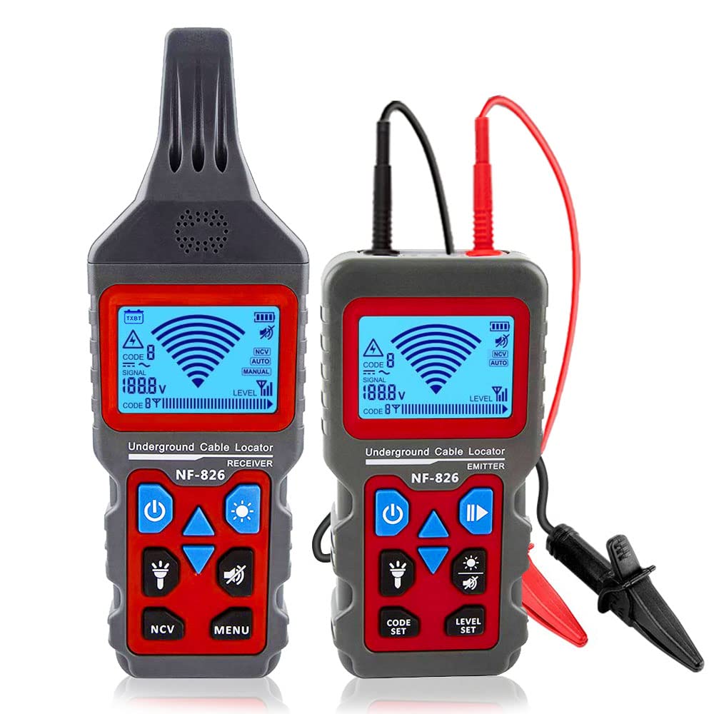 NOYAFA NF-826 Professional Underground Cable Locator & Pipe Detector - Wire Tracker Tool for Metal Pipes, Electrical Wires, Water/Gas Lines - Perfect for Home Renovation, Construction & Utility Maintenance