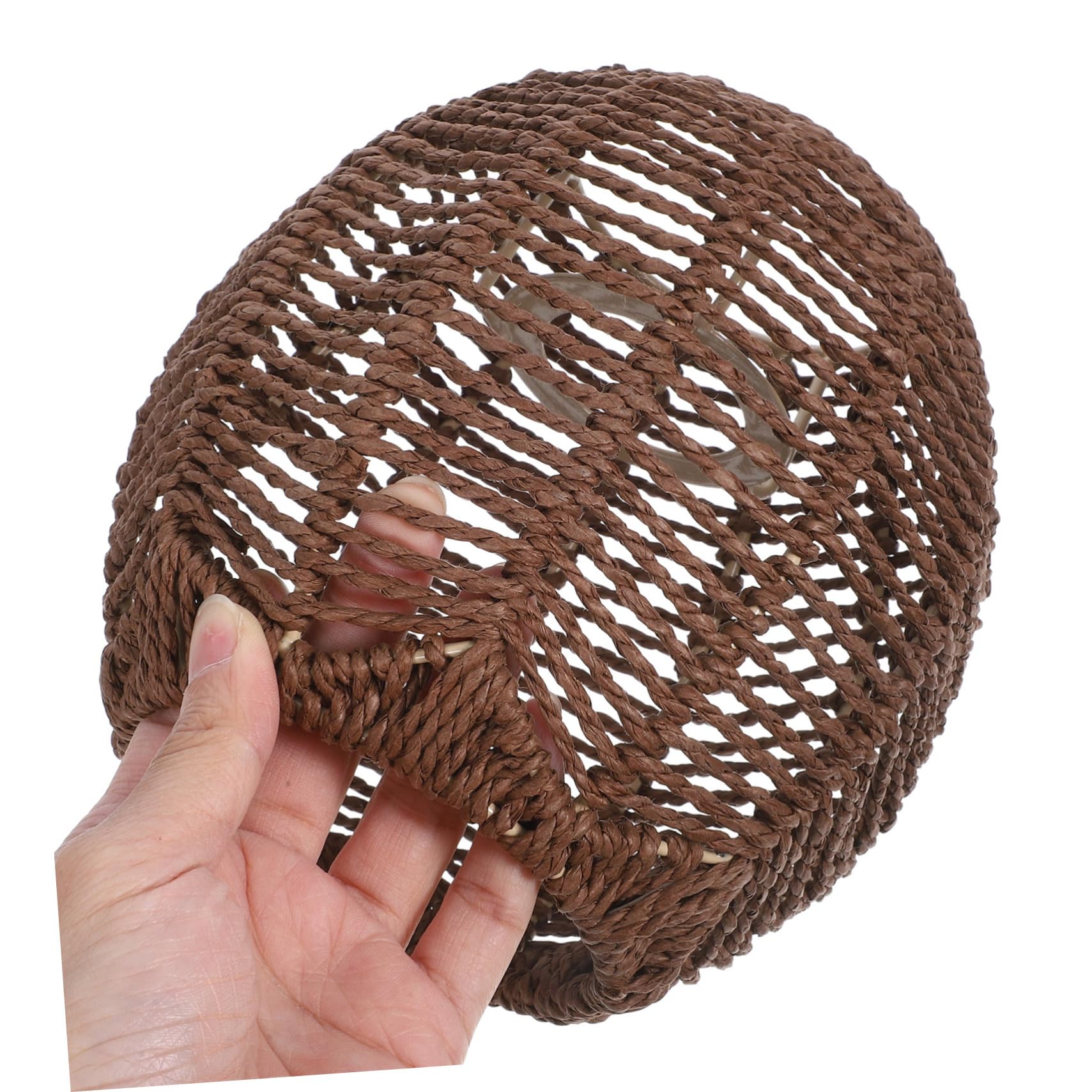DOITOOL Handwoven Rattan Pendant Lamp Shade - Natural Woven Basket Chandelier Ceiling Light Fixture - Perfect for Boho Bedroom, Dining Room & Patio Lighting - Brown Replacement Shade for Table & Floor Lamps
