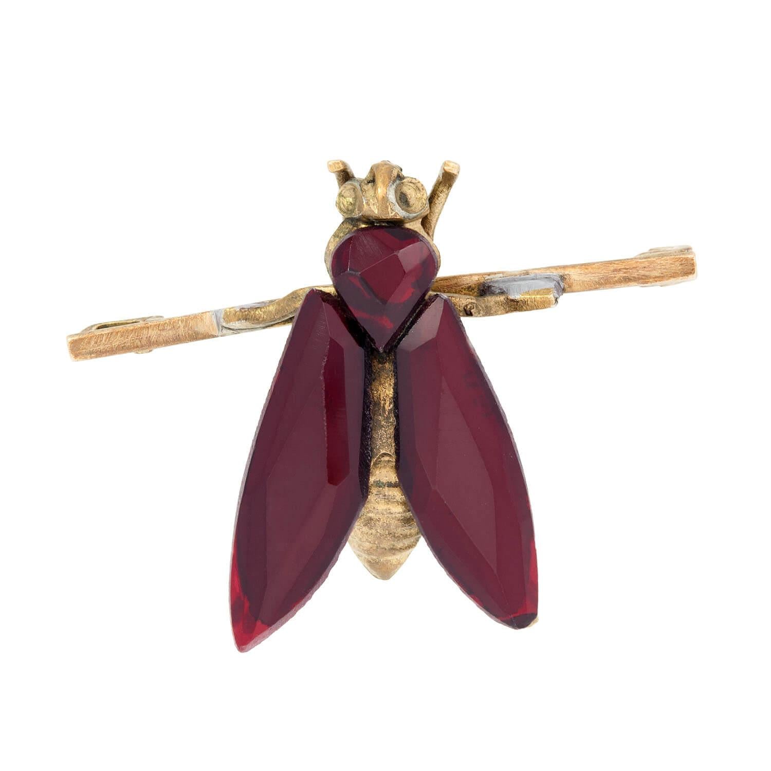 Victorian Style Rolled Gold & Vauxhall Glass Butterfly Brooch Pin - Vintage Inspired Jewelry for Women, Perfect for Weddings, Parties & Special Occasions