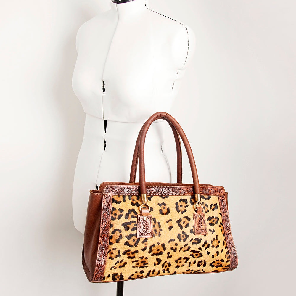 American Darling ADBGI174A Genuine Leather Women's Tote Bag - Hand Tooled Western Hair-On Cowhide Purse for Everyday Use, Work & Travel