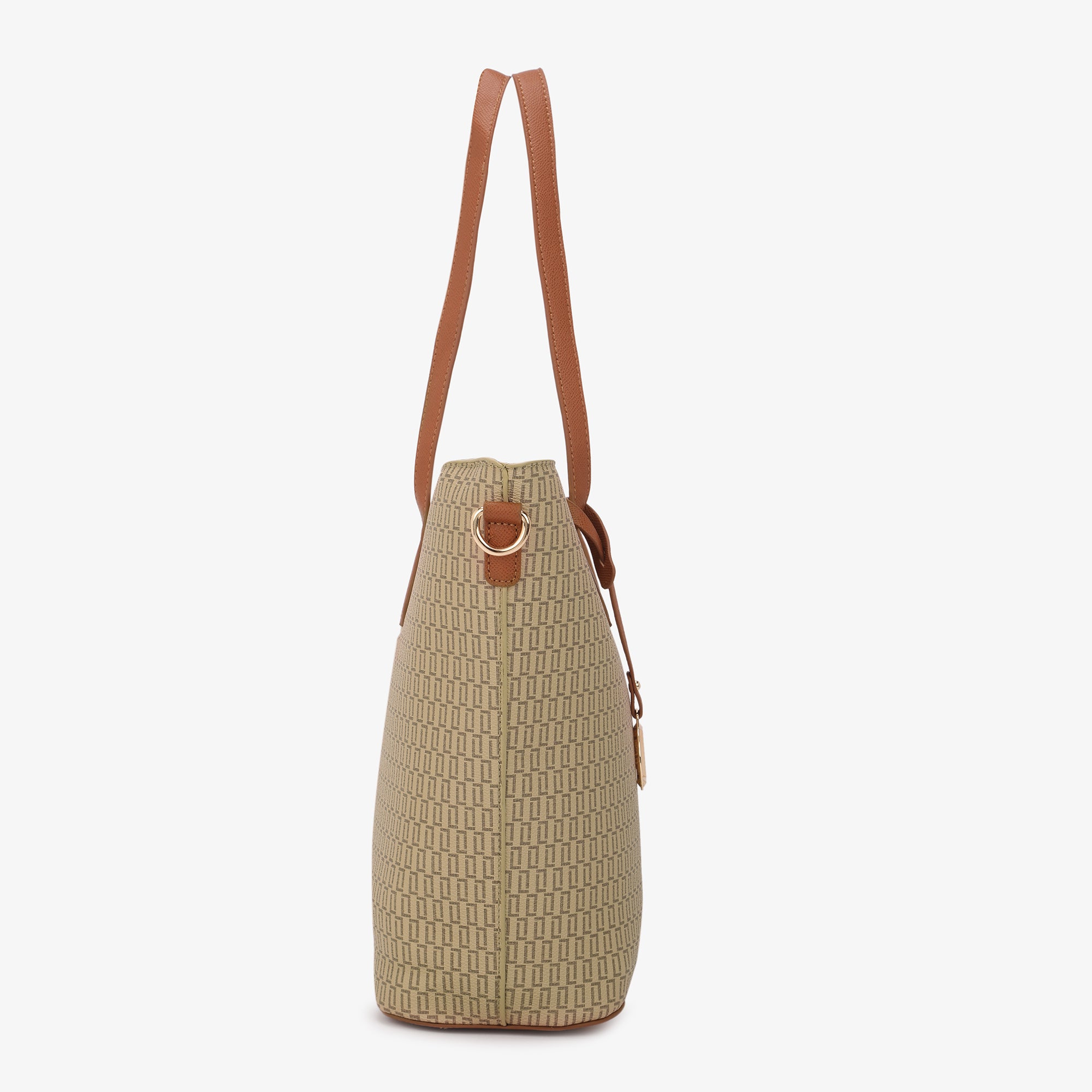 Lavie Luxe Monogram Hailon24 Pro Taupe Large Women's Handbag - Stylish Designer Tote for Work, Travel & Everyday Use | Premium Leather Shoulder Bag for Women