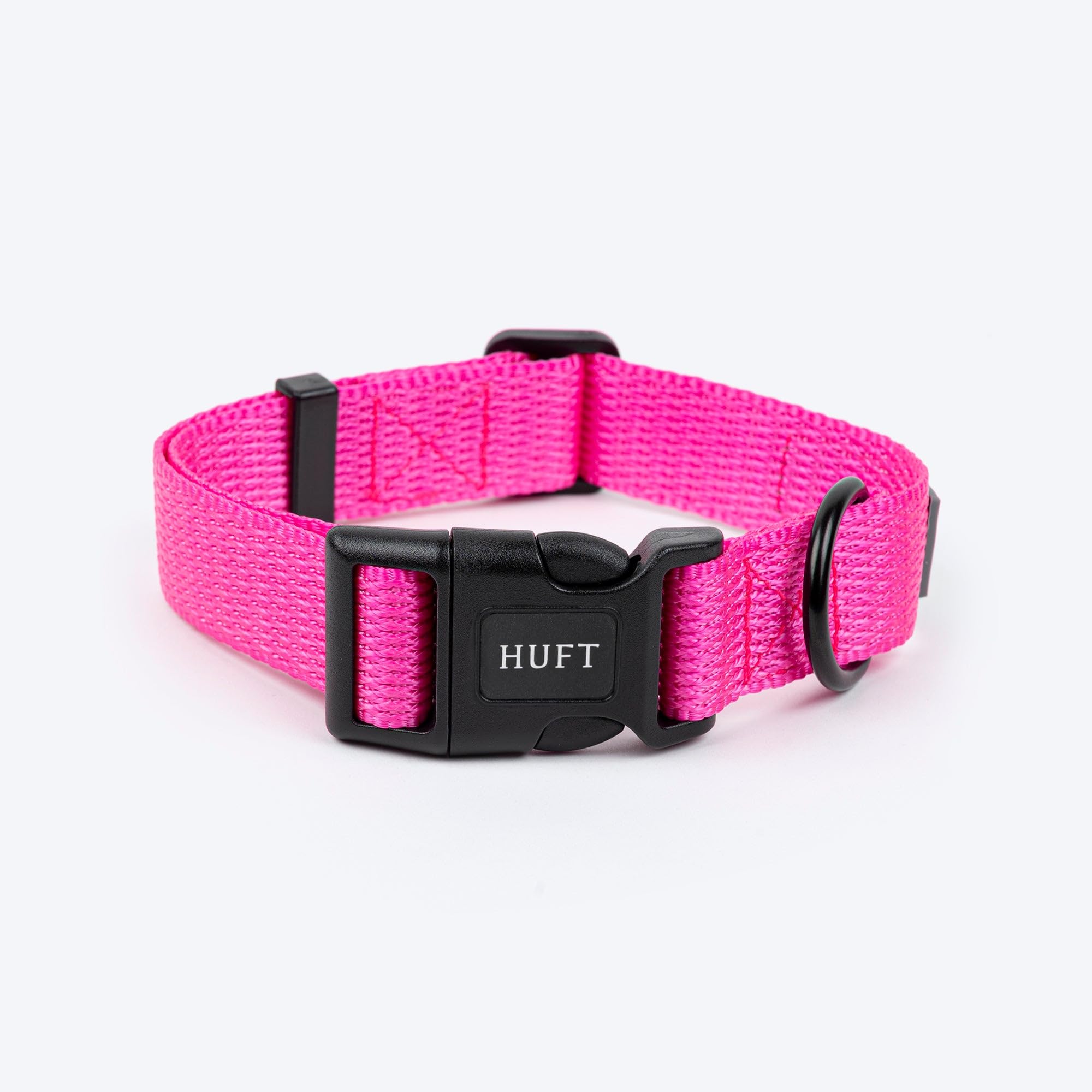 HUFT Basics Adjustable Pink Dog Collar (Size S) - Strong & Lightweight Pet Collar for Small, Medium Dogs & Puppies | 37x2 cm | Perfect for Daily Walks, Training & Outdoor Adventures