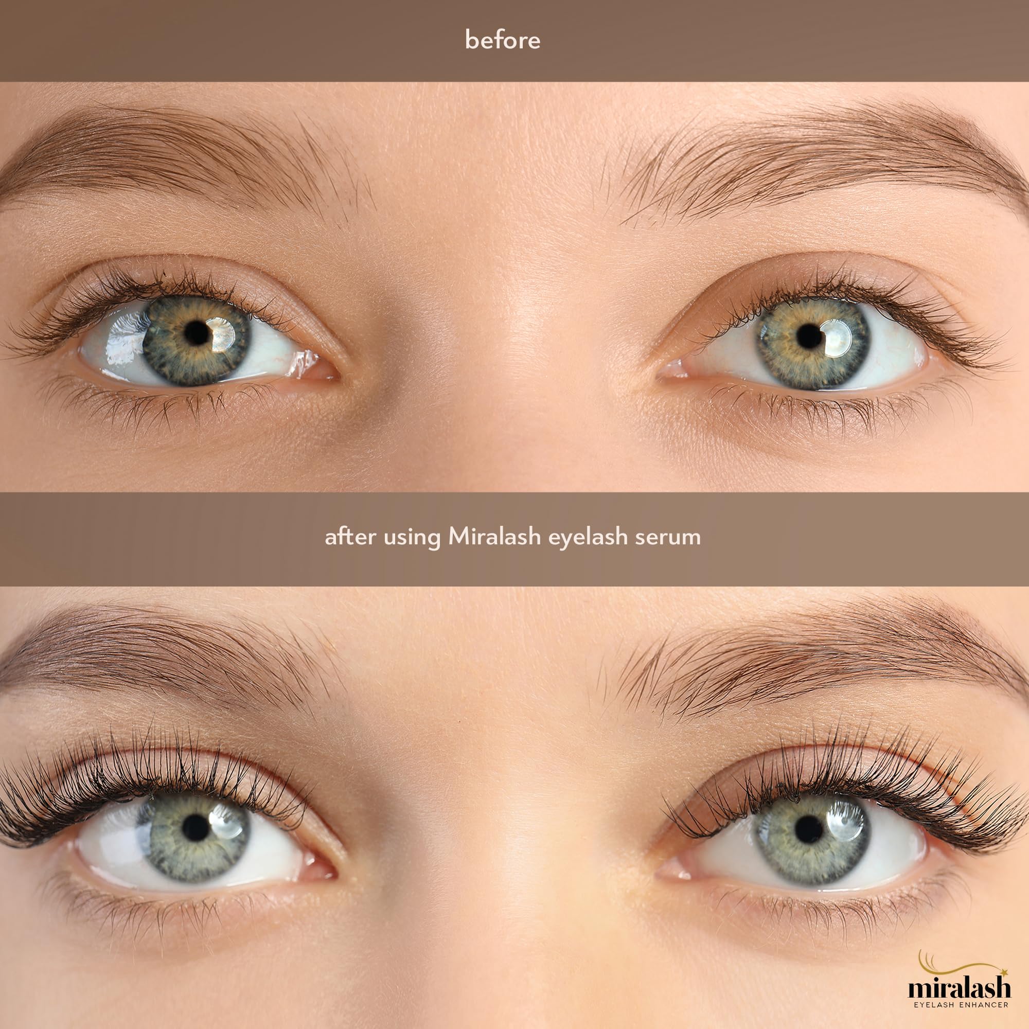 Miralash Eyelash Growth Serum 3x3ml - Natural Ginseng & Nettle Extract Lash Conditioner for Longer, Thicker, Fuller Lashes - Perfect for Nighttime Lash Care & Enhancing Natural Beauty