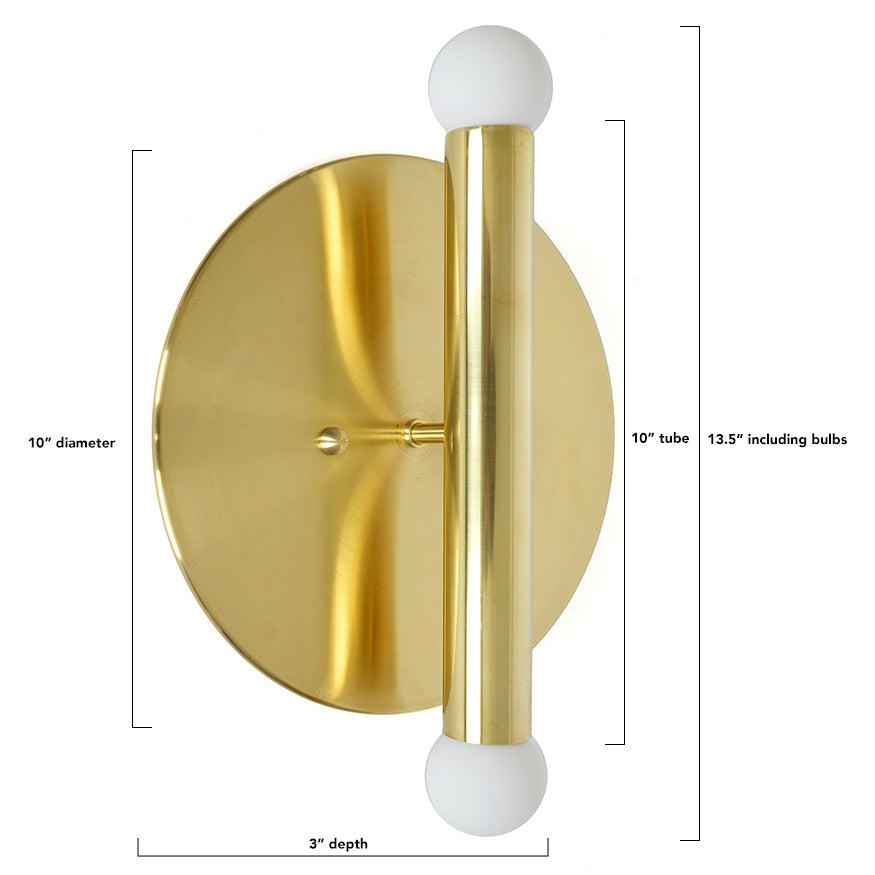 Vintage Brass Flush Mount Tube Sconce - Wall Light Fixture for Bedroom, Hallway & Living Room | Energy Efficient LED Compatible