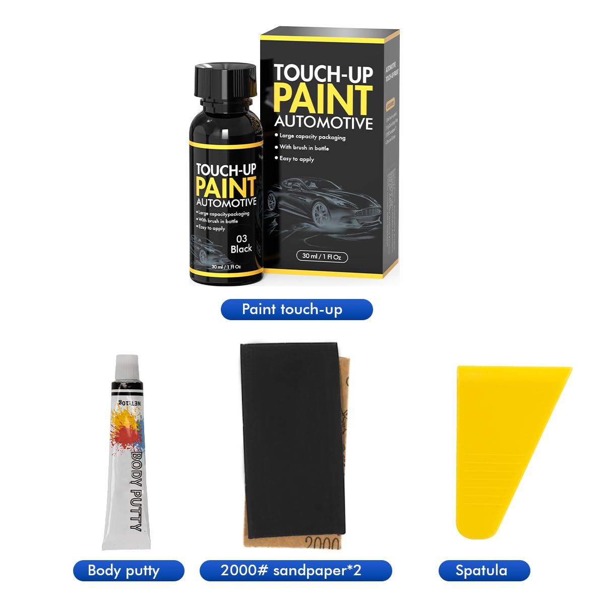 Car Touch Up Paint Kit - Quick & Easy Scratch Repair for Vehicles | Automotive Paint for Black Cars | Perfect for Minor Scratches & Chips