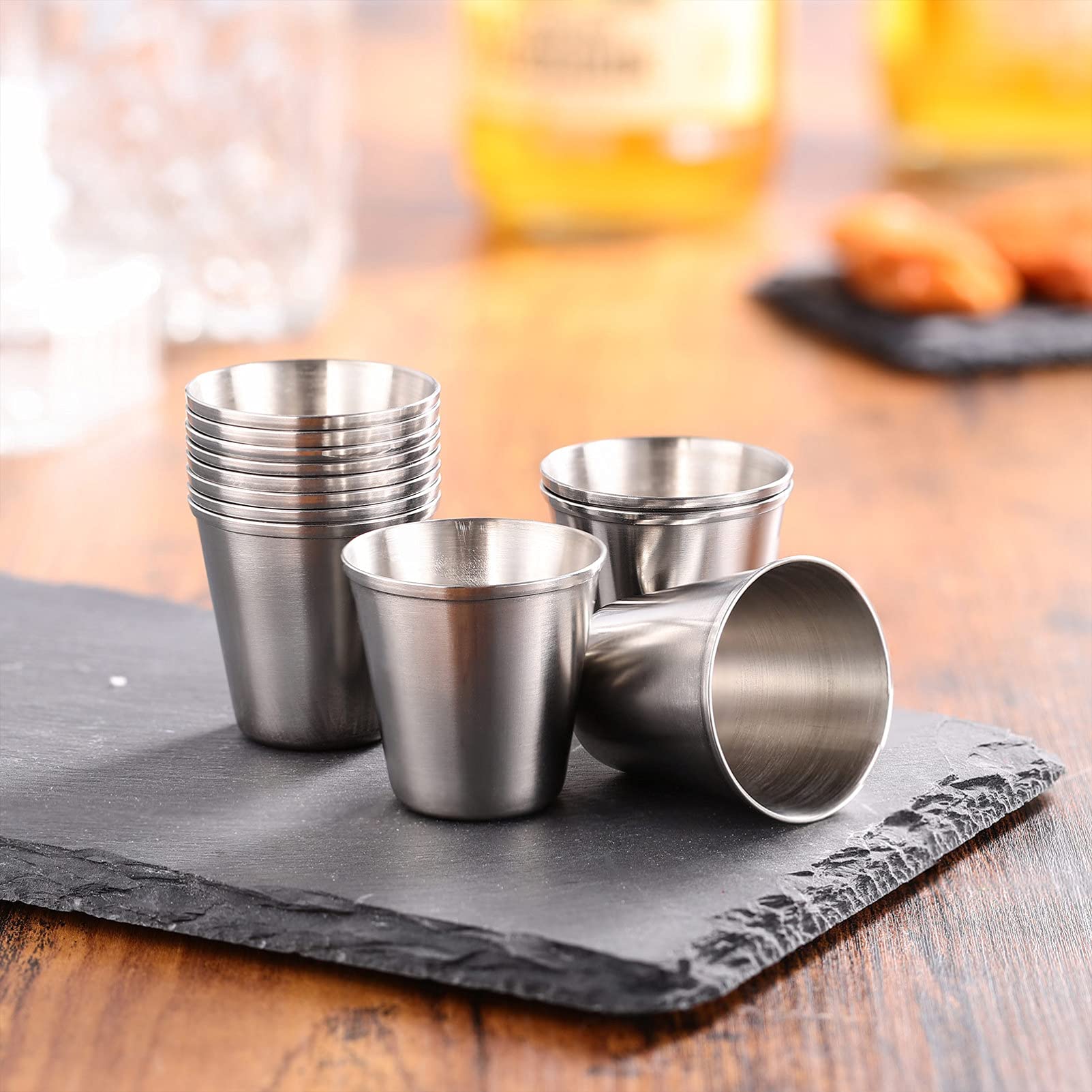 NUOBESTY 12-Pack Stainless Steel Espresso Shot Cups 30ml (1oz) - Unbreakable Metal Drinking Glasses for Coffee, Tea, Bourbon - Perfect for Camping, Travel & Outdoor Use