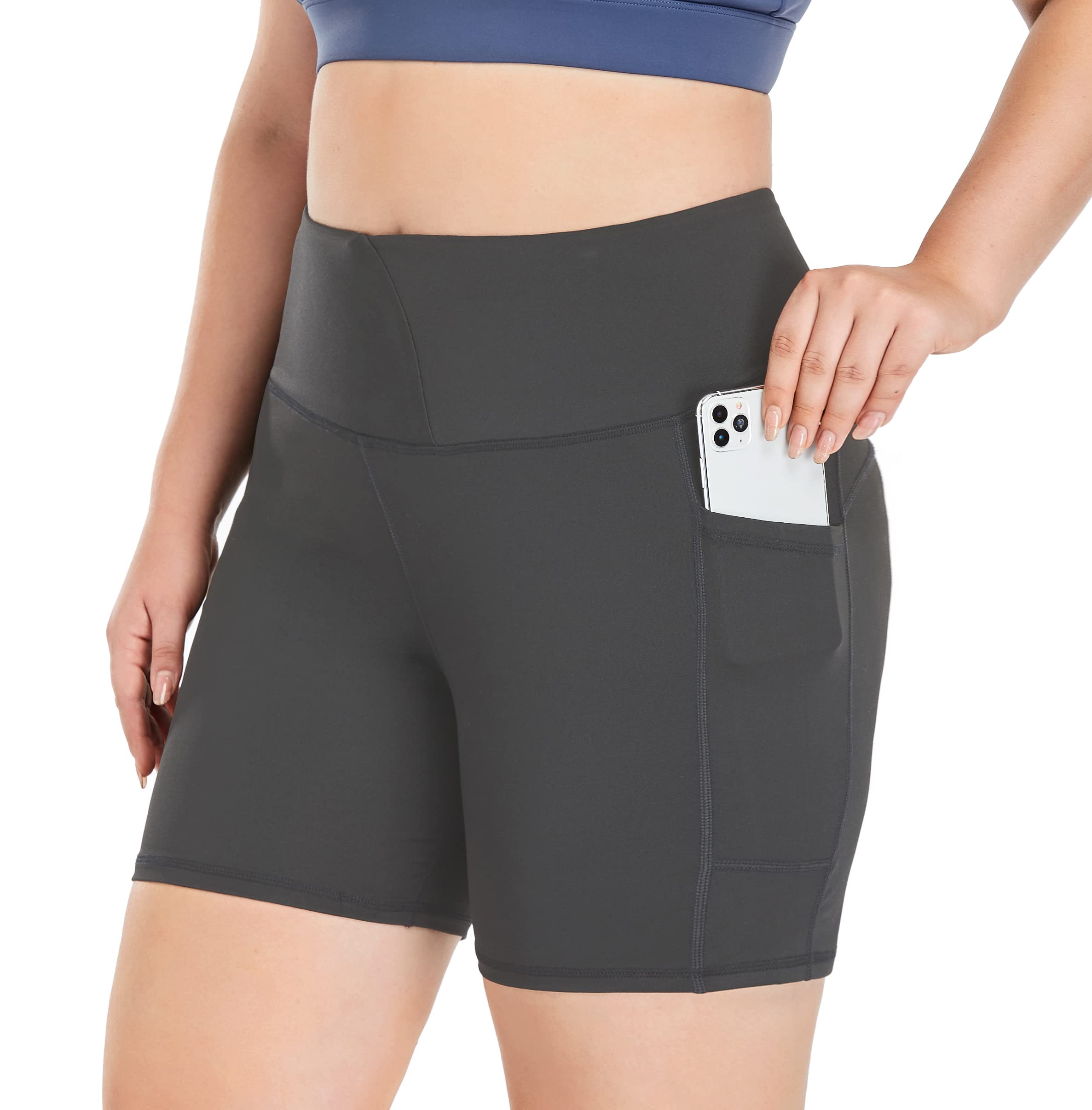 ZERDOCEAN Women's Plus Size High Waist Yoga Shorts 5