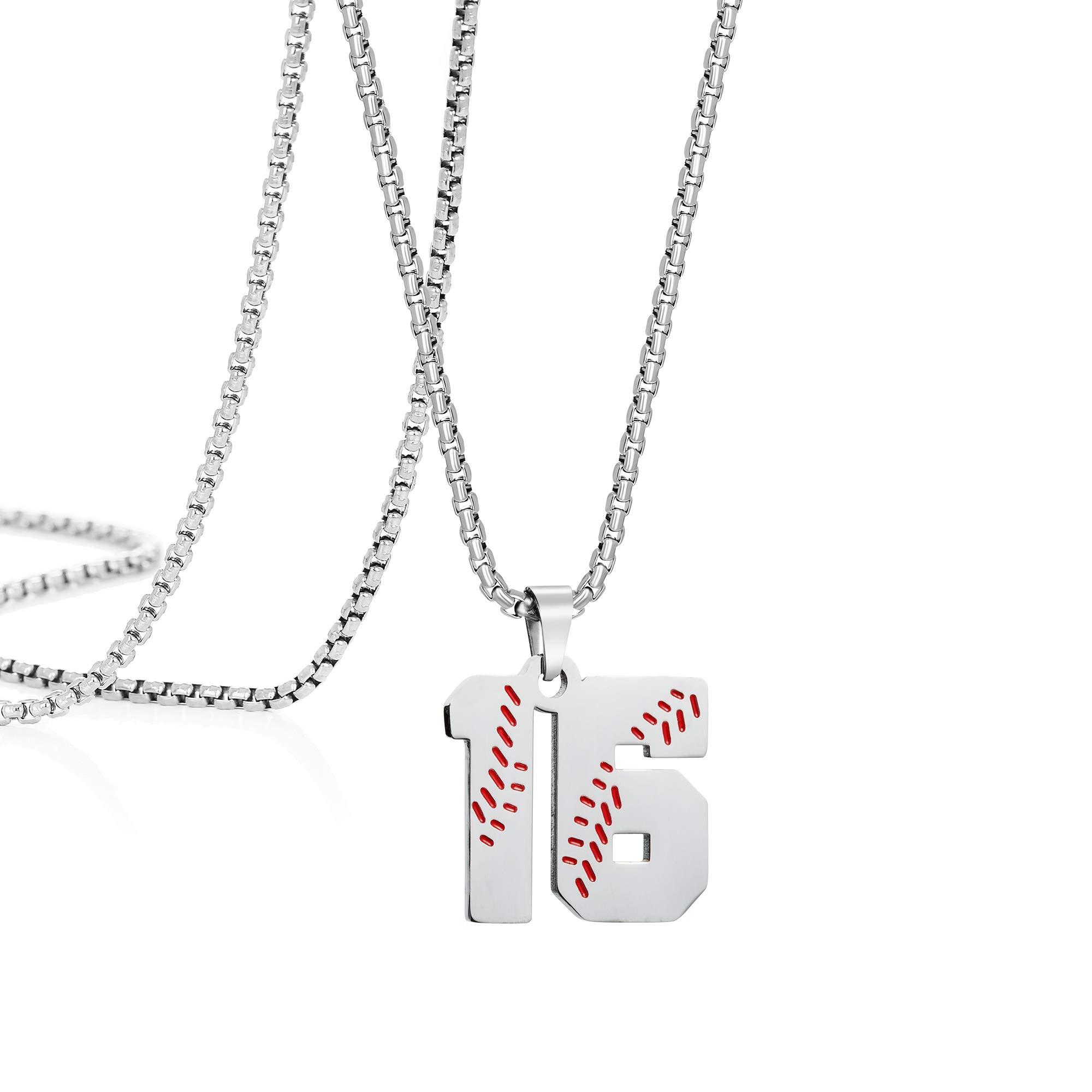 JoycuFF Custom Baseball Number Necklace 1-99 - Stainless Steel Sports Charm Pendant for Men & Women - Perfect Gift for Baseball Fans, Players & Coaches - Game Day Jewelry & Team Spirit Accessory